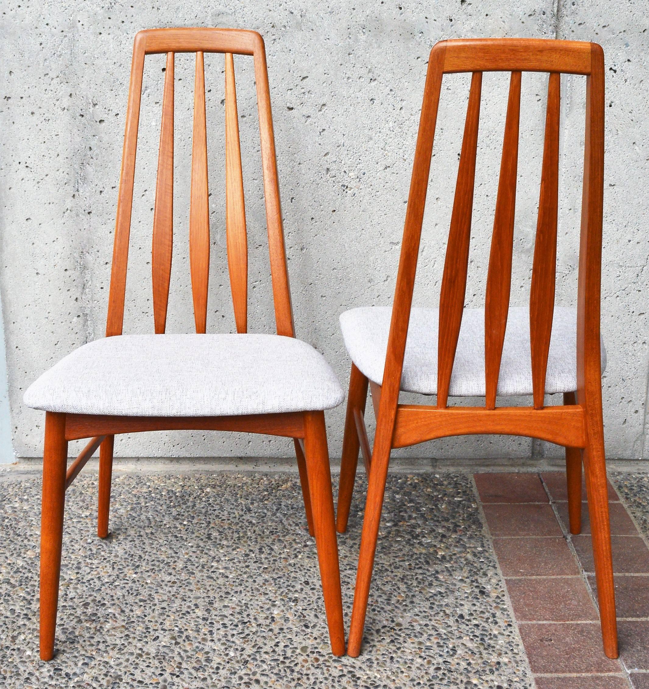 Set of Six Restored Koefoeds Hornslet Teak Eva Chairs in Cream Upholstery 1