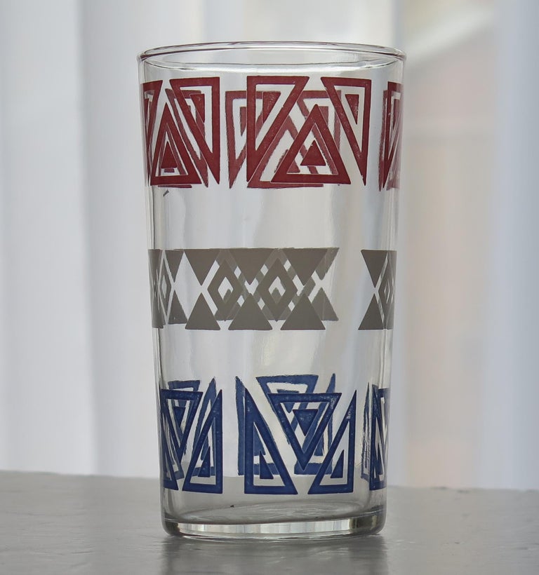 English Set of Six Retro Glass Tumblers or Drinking Glasses, circa 1950s For Sale