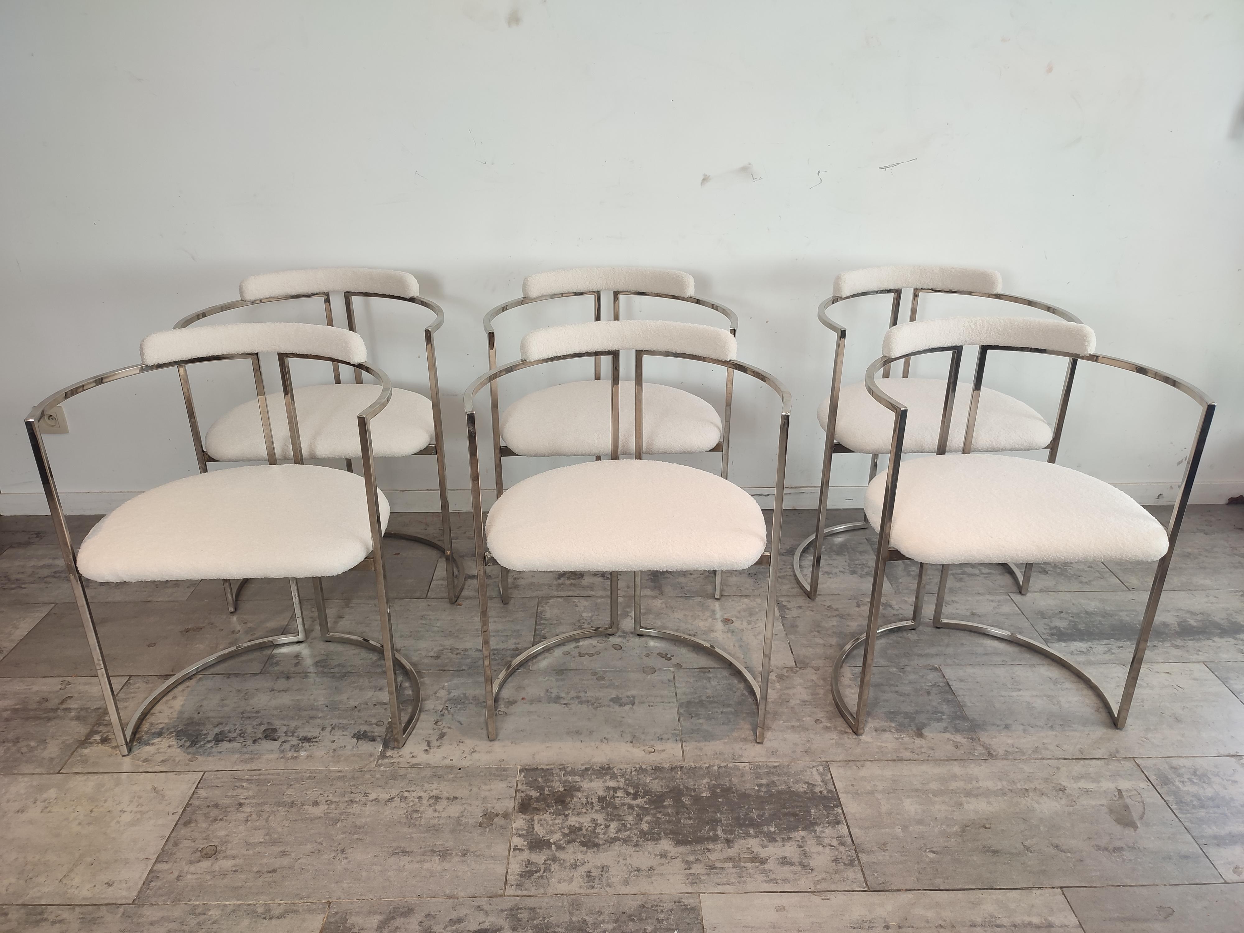 Polished Chromed chairs from Belgo chrome, reupholstered.