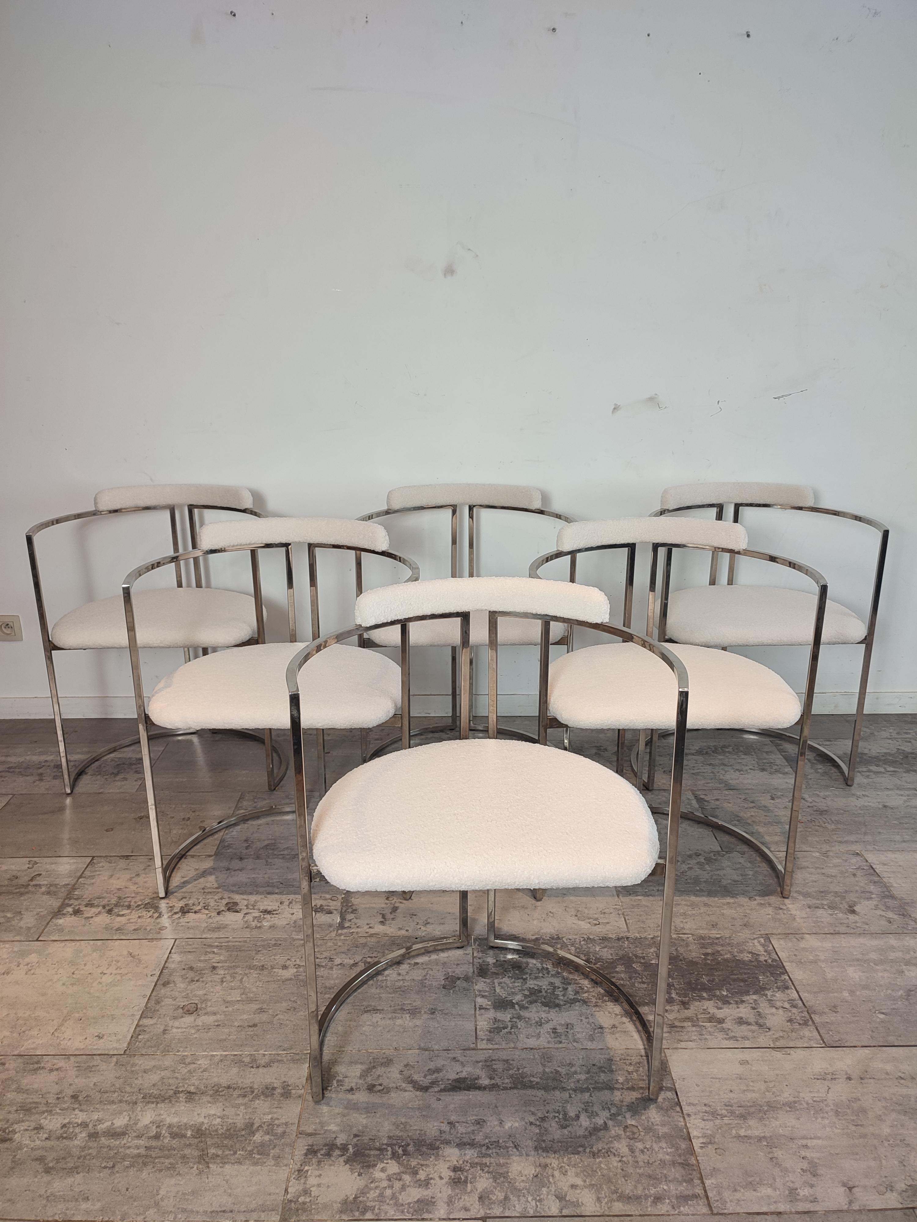 Mid-Century Modern Set of Six Reupholstered Dining Chairs from Belgo Chrom For Sale