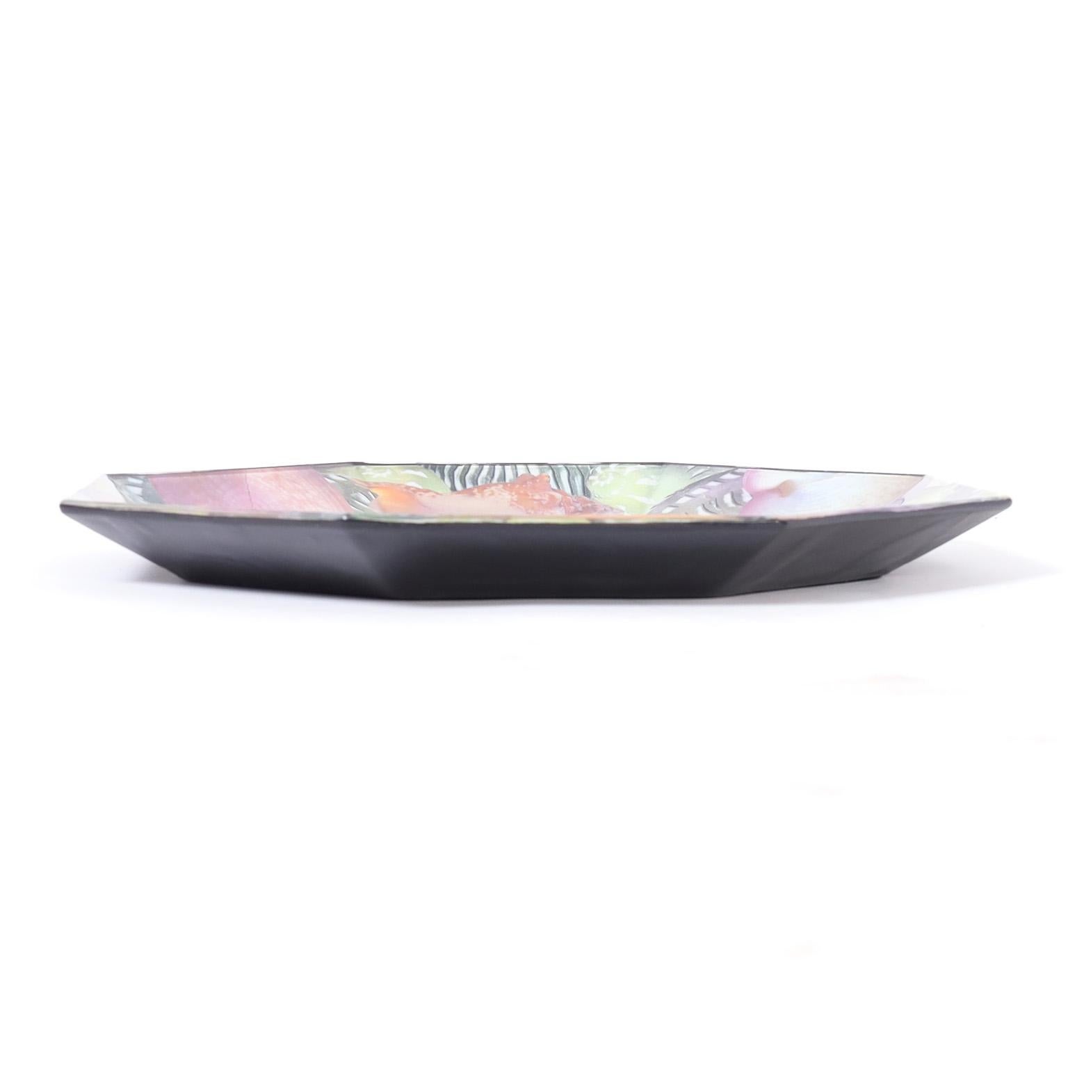 20th Century Set of Six Reverse Decoupage Seashell Glass Plates by Pablo Manzoni For Sale