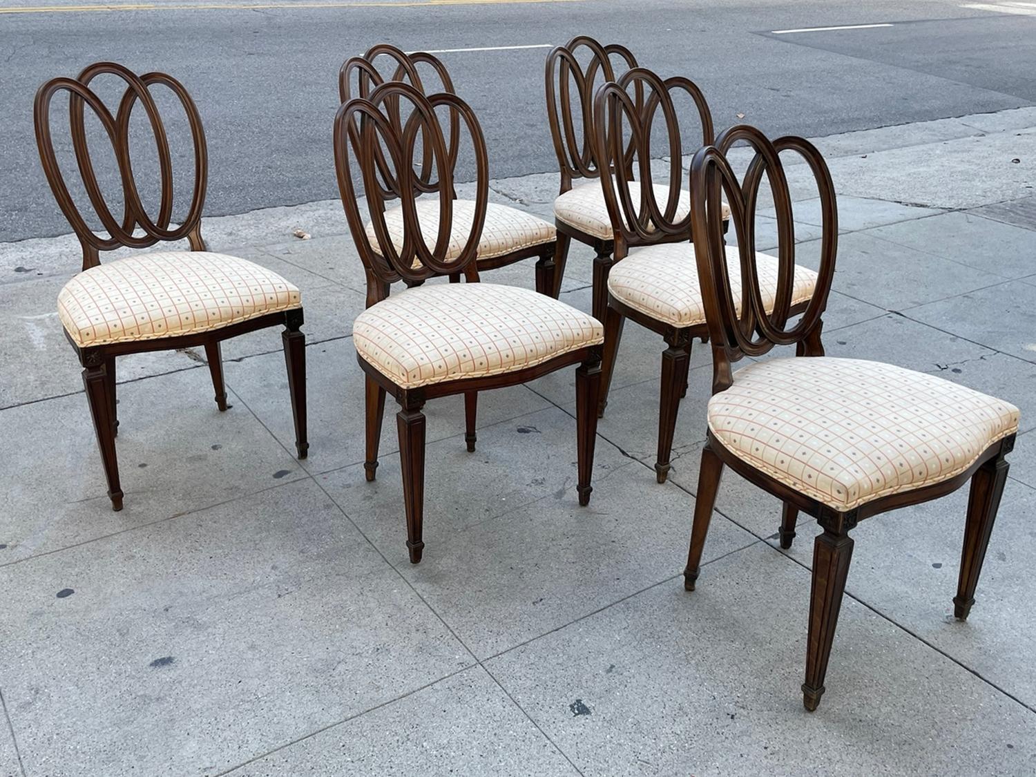Mid-Century Modern Ensemble de six chaises de salle à manger à dossier ruban de Dennis et Leen en vente