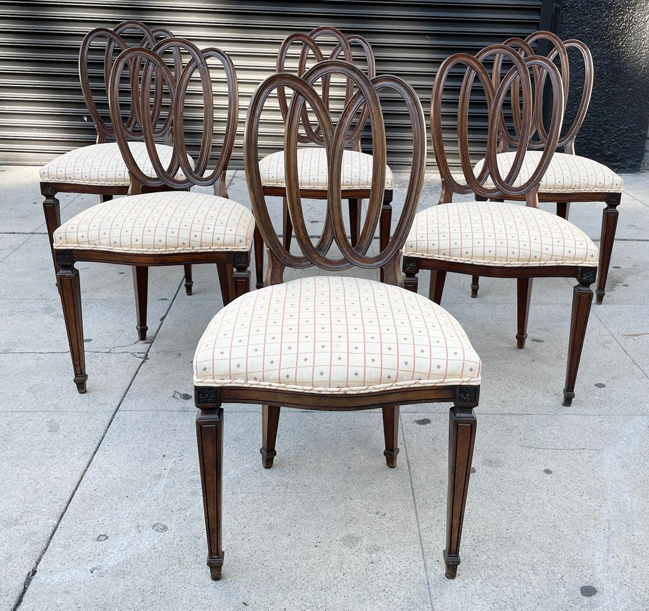 Fin du 20e siècle Ensemble de six chaises de salle à manger à dossier ruban de Dennis et Leen en vente