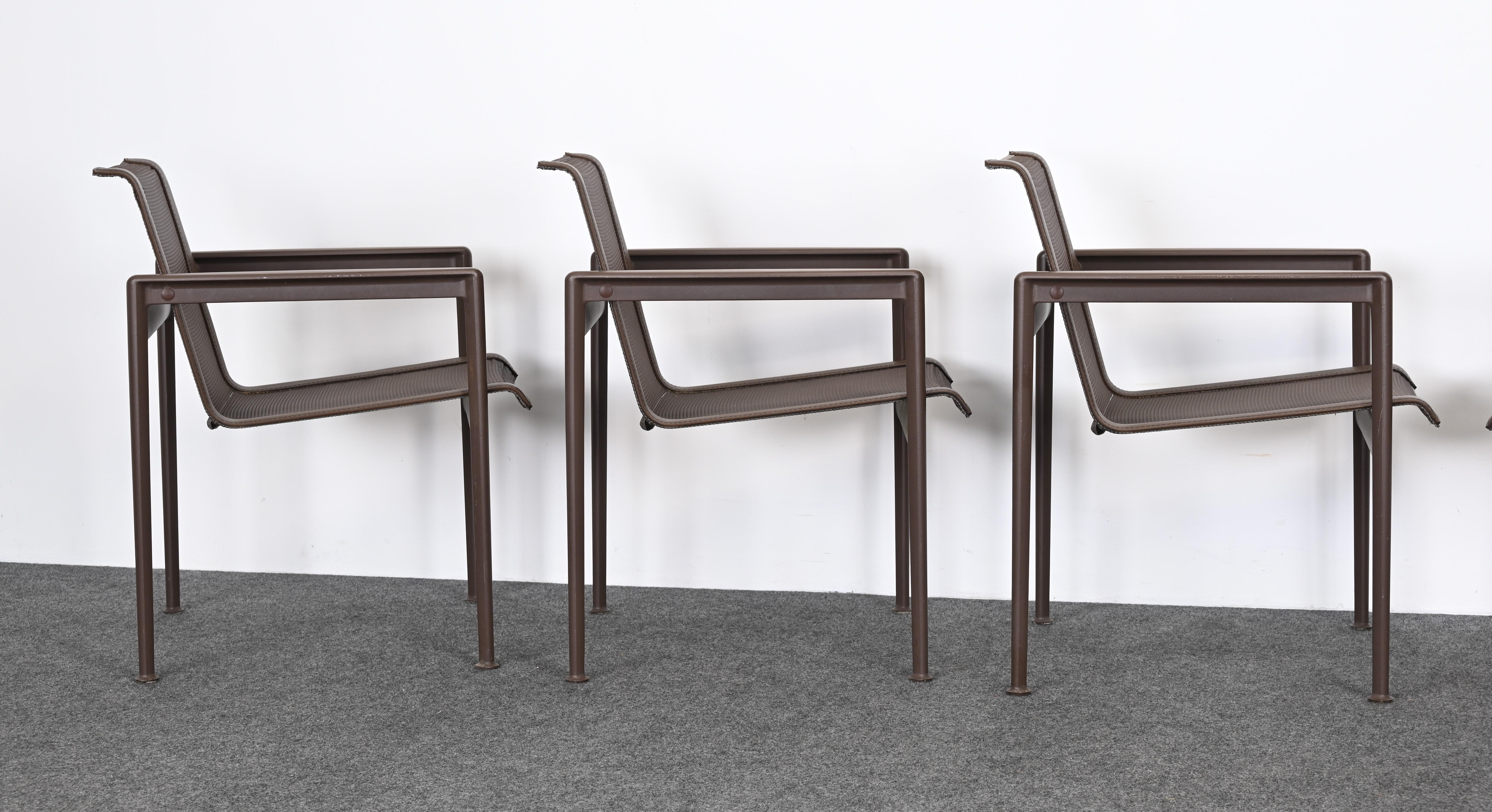 Set of Six Richard Schultz for Knoll 1966 Outdoor Dining Chairs in Chestnut 3