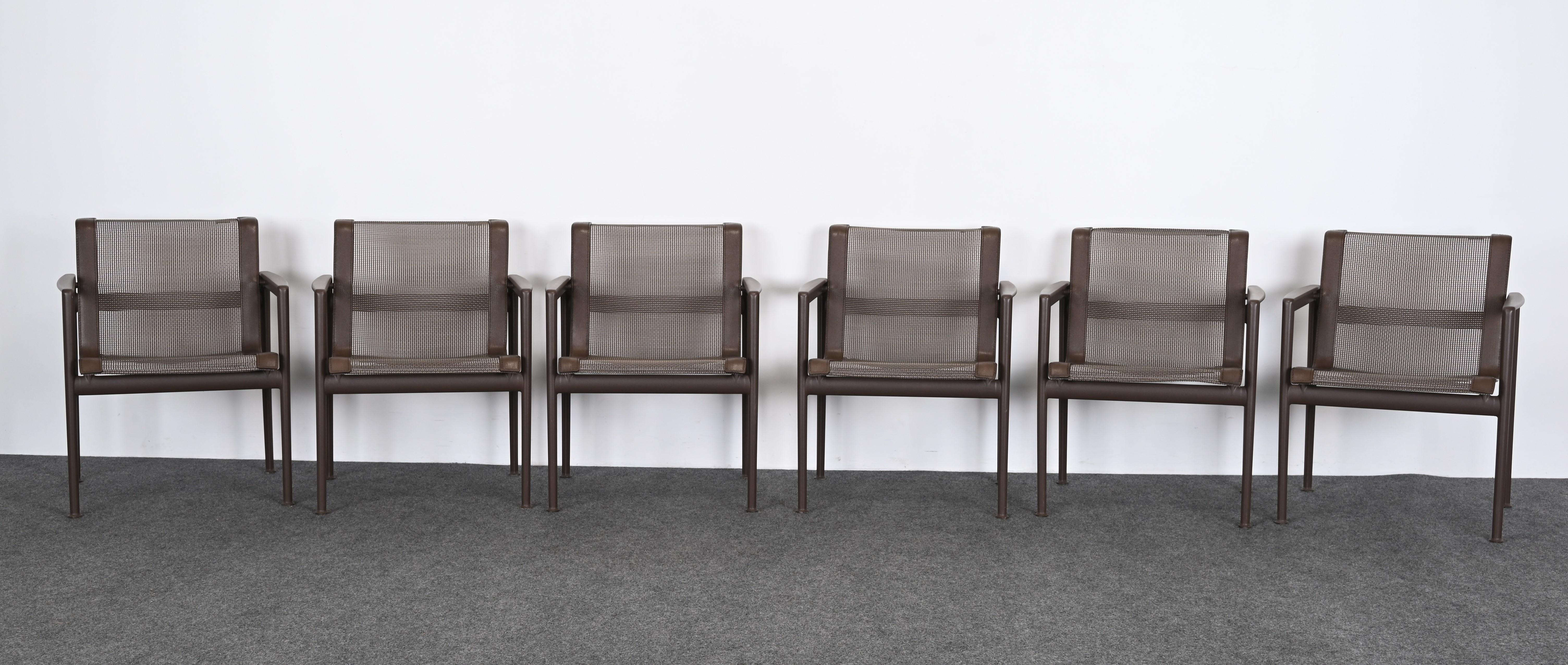 Set of Six Richard Schultz for Knoll 1966 Outdoor Dining Chairs in Chestnut In Good Condition For Sale In Hamburg, PA