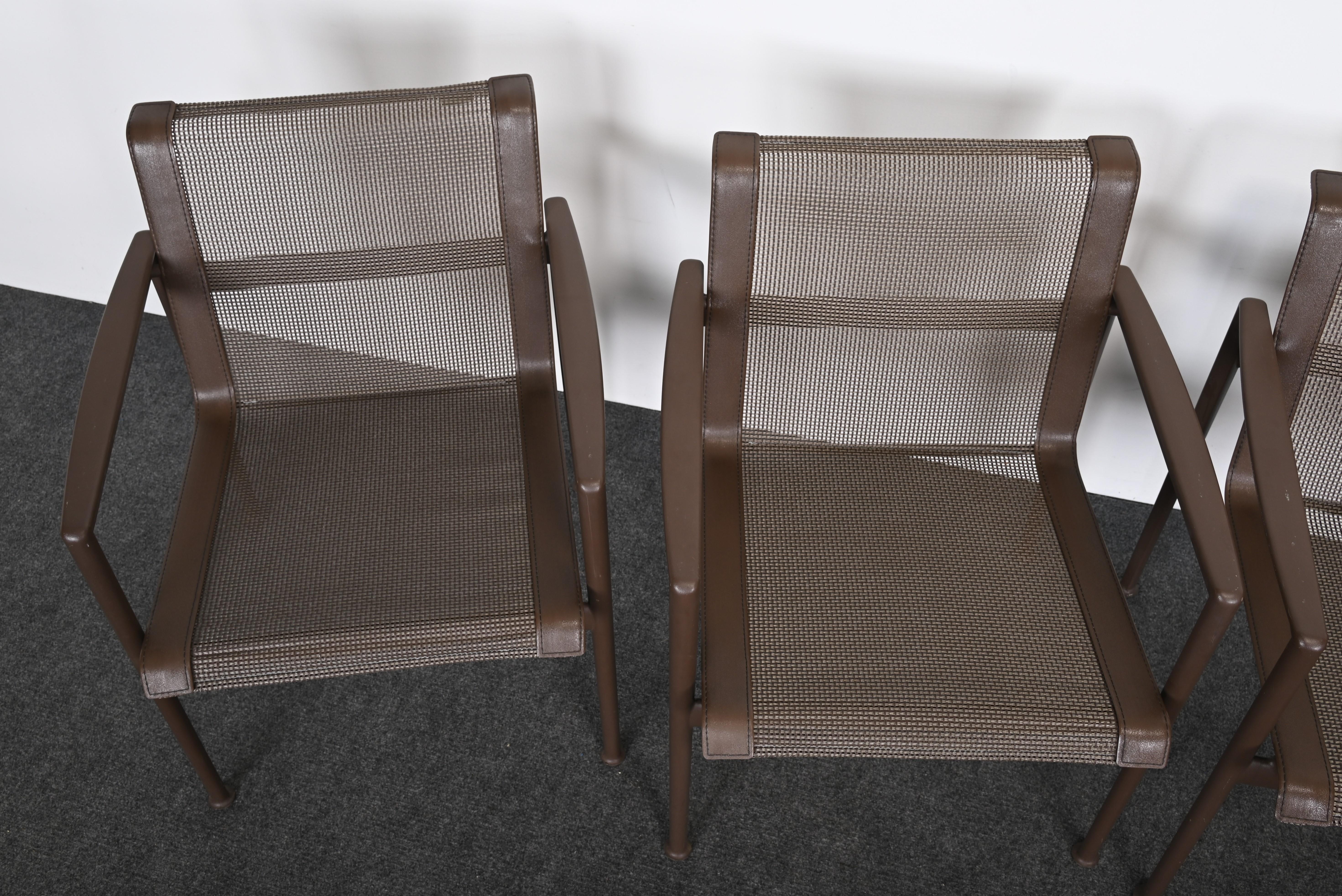 20th Century Set of Six Richard Schultz for Knoll 1966 Outdoor Dining Chairs in Chestnut For Sale