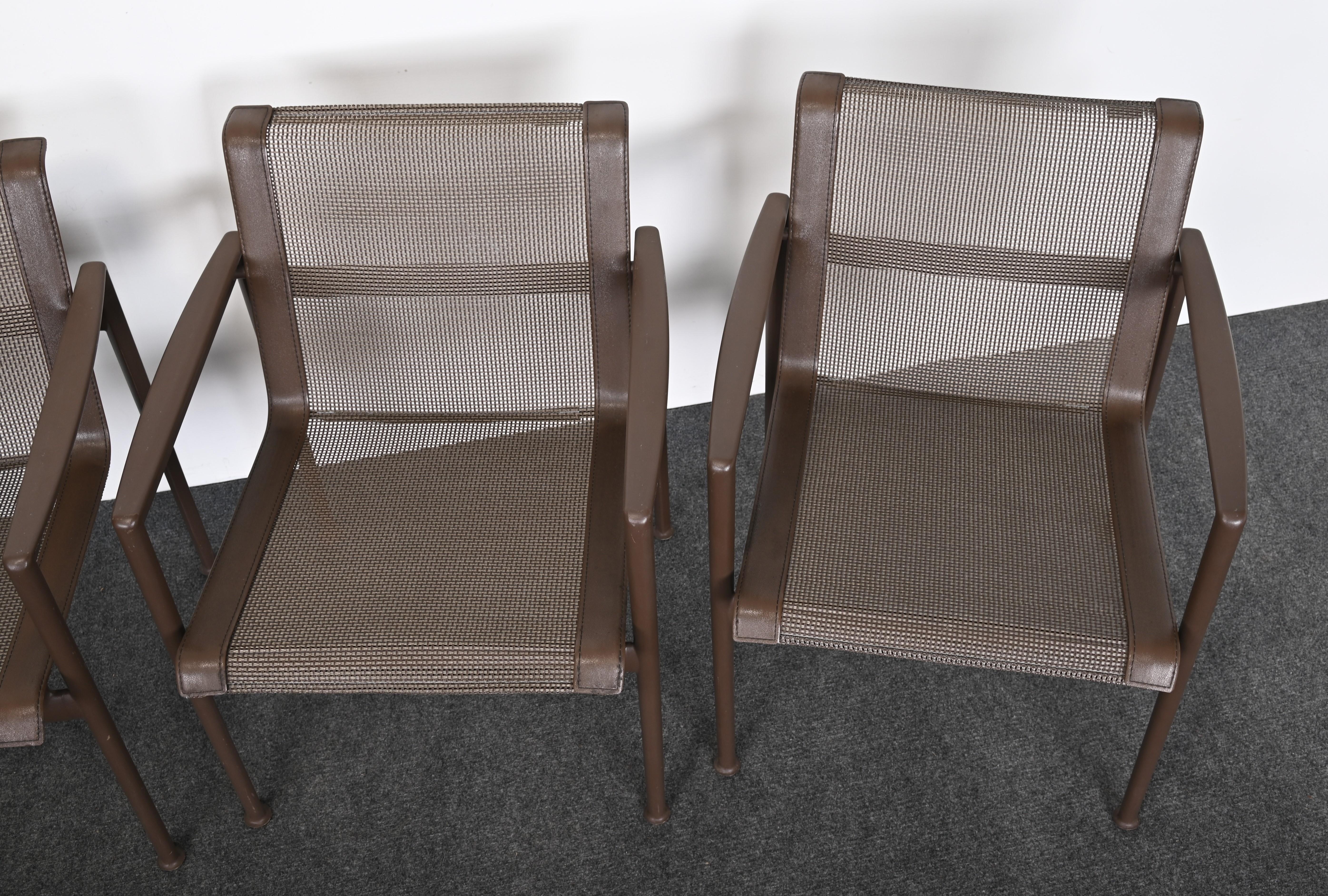 Set of Six Richard Schultz for Knoll 1966 Outdoor Dining Chairs in Chestnut For Sale 1