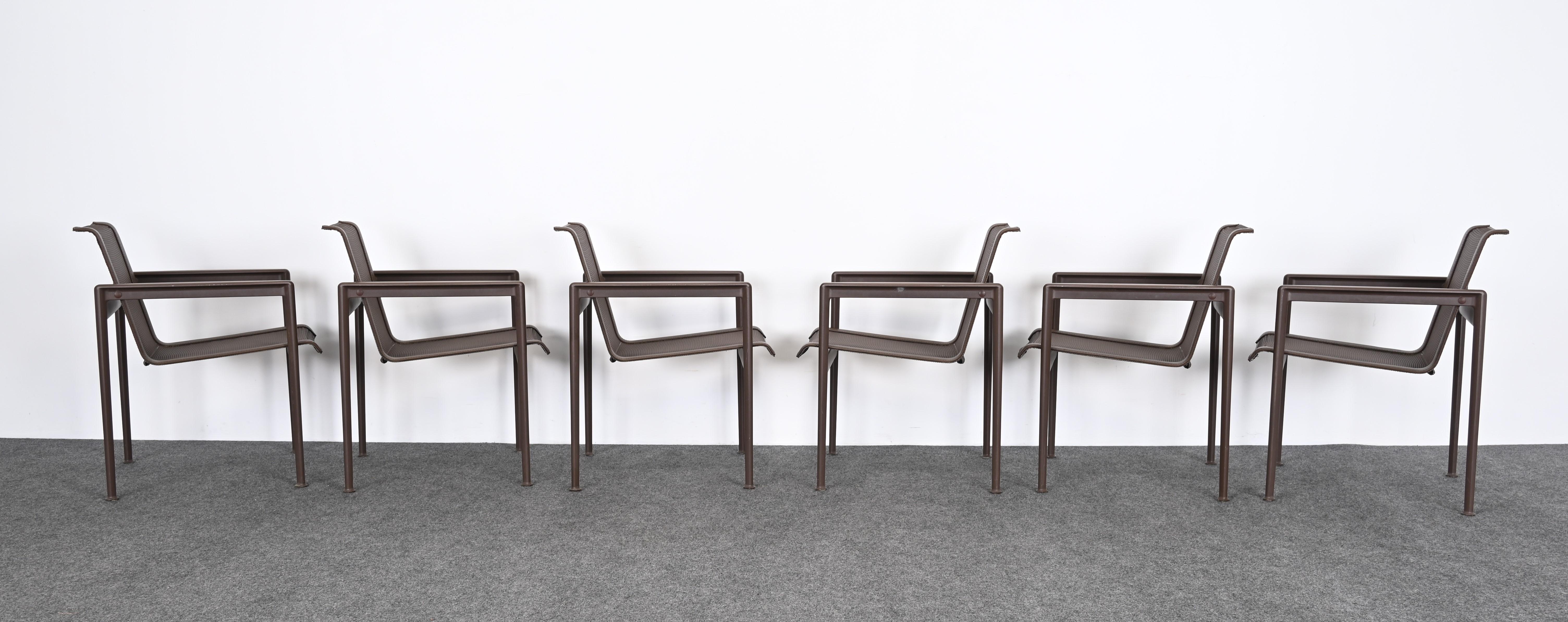 Set of Six Richard Schultz for Knoll 1966 Outdoor Dining Chairs in Chestnut For Sale 2