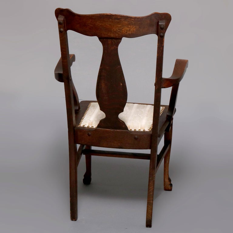 Set Of Six Rj Horner Carved Oak T Back Upholstered Dining Chairs Circa 1900 At 1stdibs
