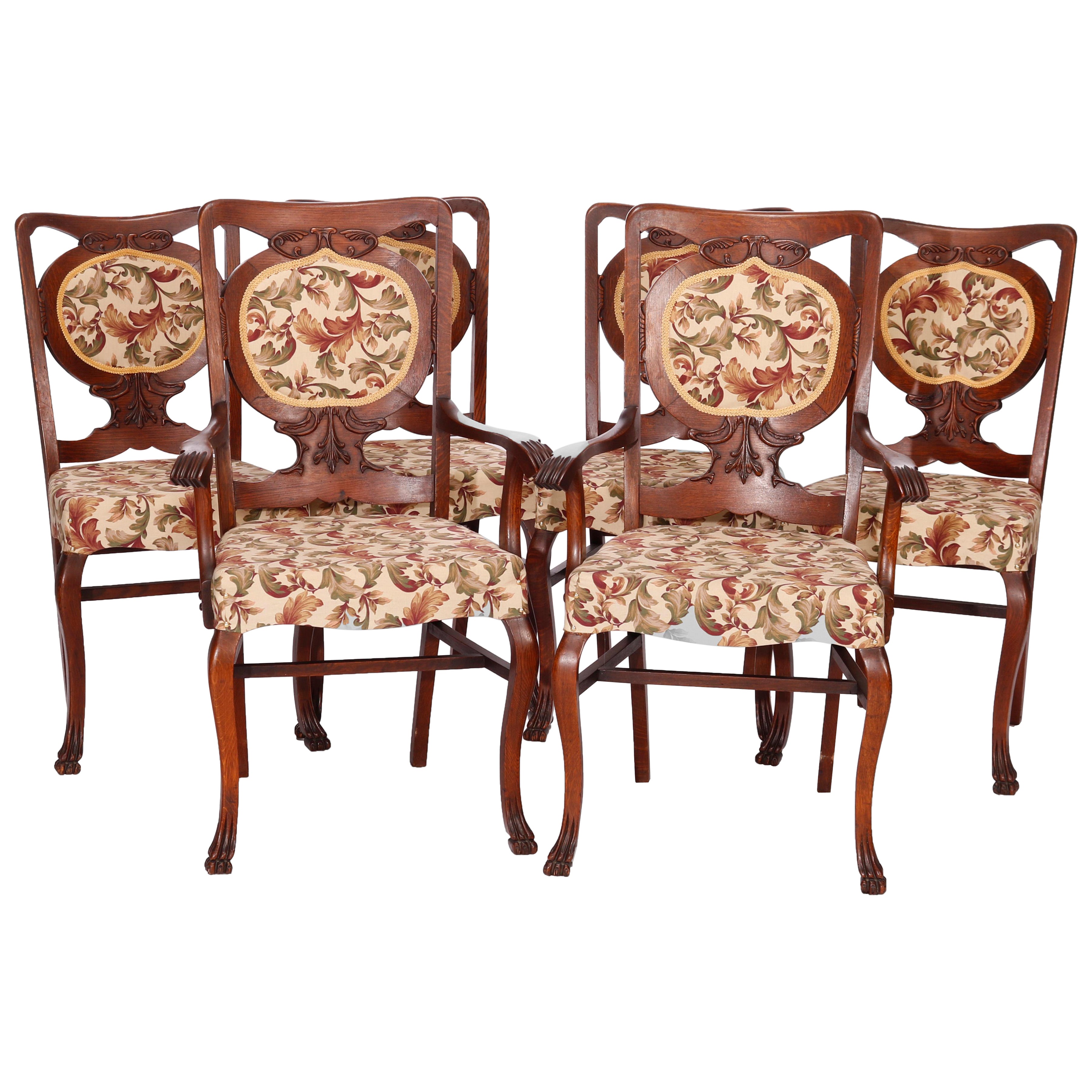 Ensemble de six chaises de salle à manger en Oak Oak C1920 en vente