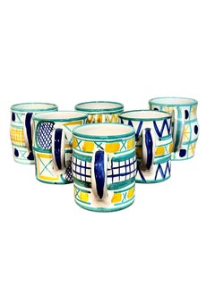 Robert Picault Vallauris Set of Six Ceramic Mugs, France, circa 1960