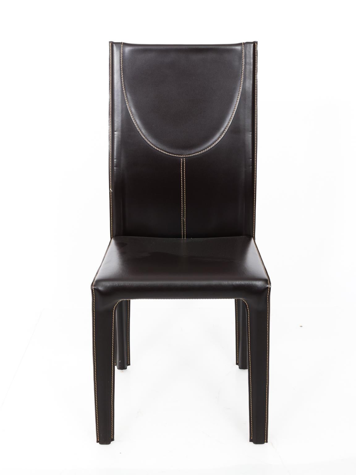 Ensemble de six chaises à manger en cuir Roche Bobois Bon état à Stamford, CT