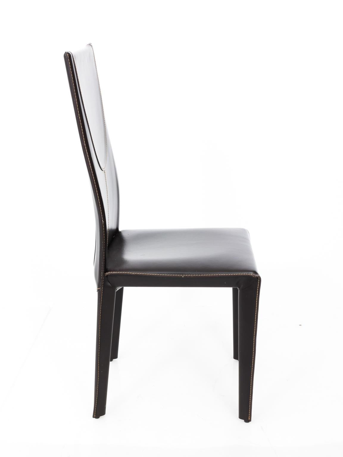 Ensemble de six chaises à manger en cuir Roche Bobois 4