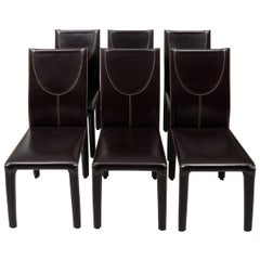 Set of Six Roche Bobois Leather Dining Chairs