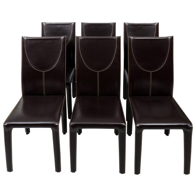 Set of Six Roche Bobois Leather Dining Chairs at 1stDibs | roche bobois  dining chairs, roche bobois dining chair