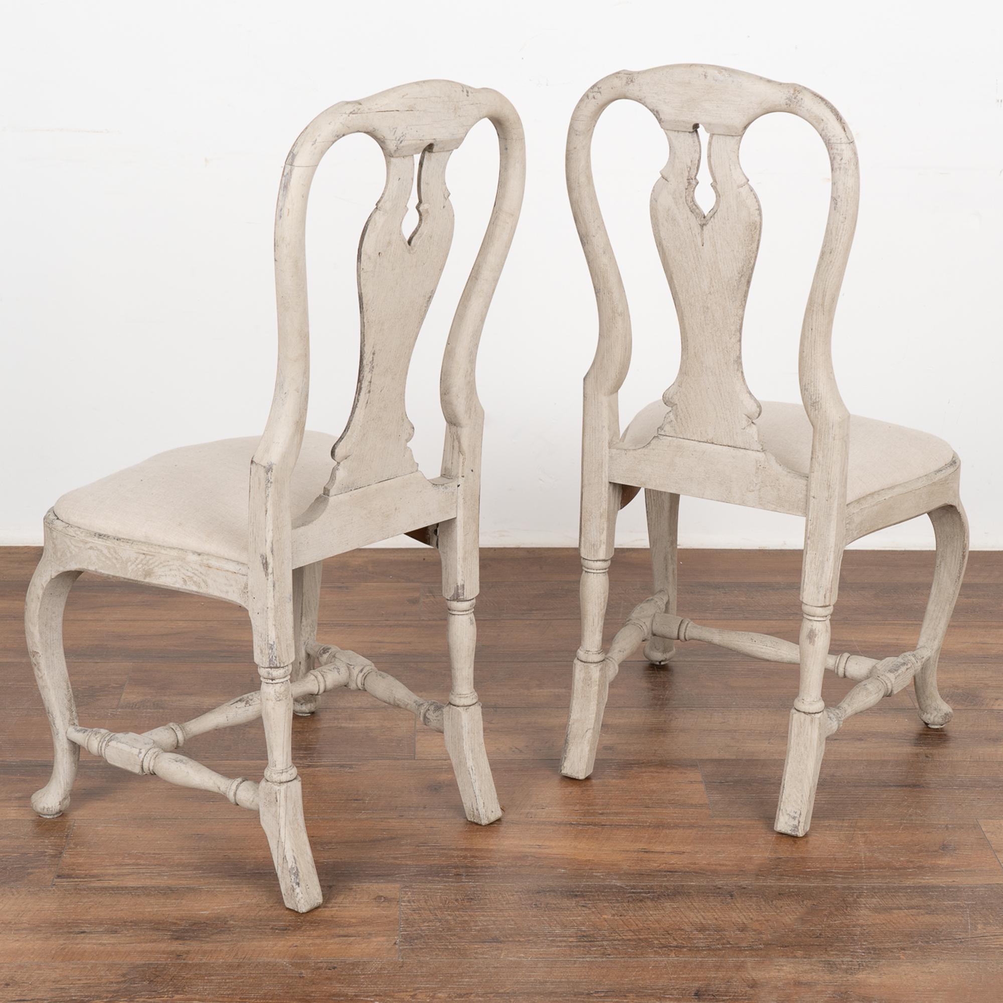 Set of Six Rococo Gray Dining Chairs, Sweden circa 1840-60 For Sale 1