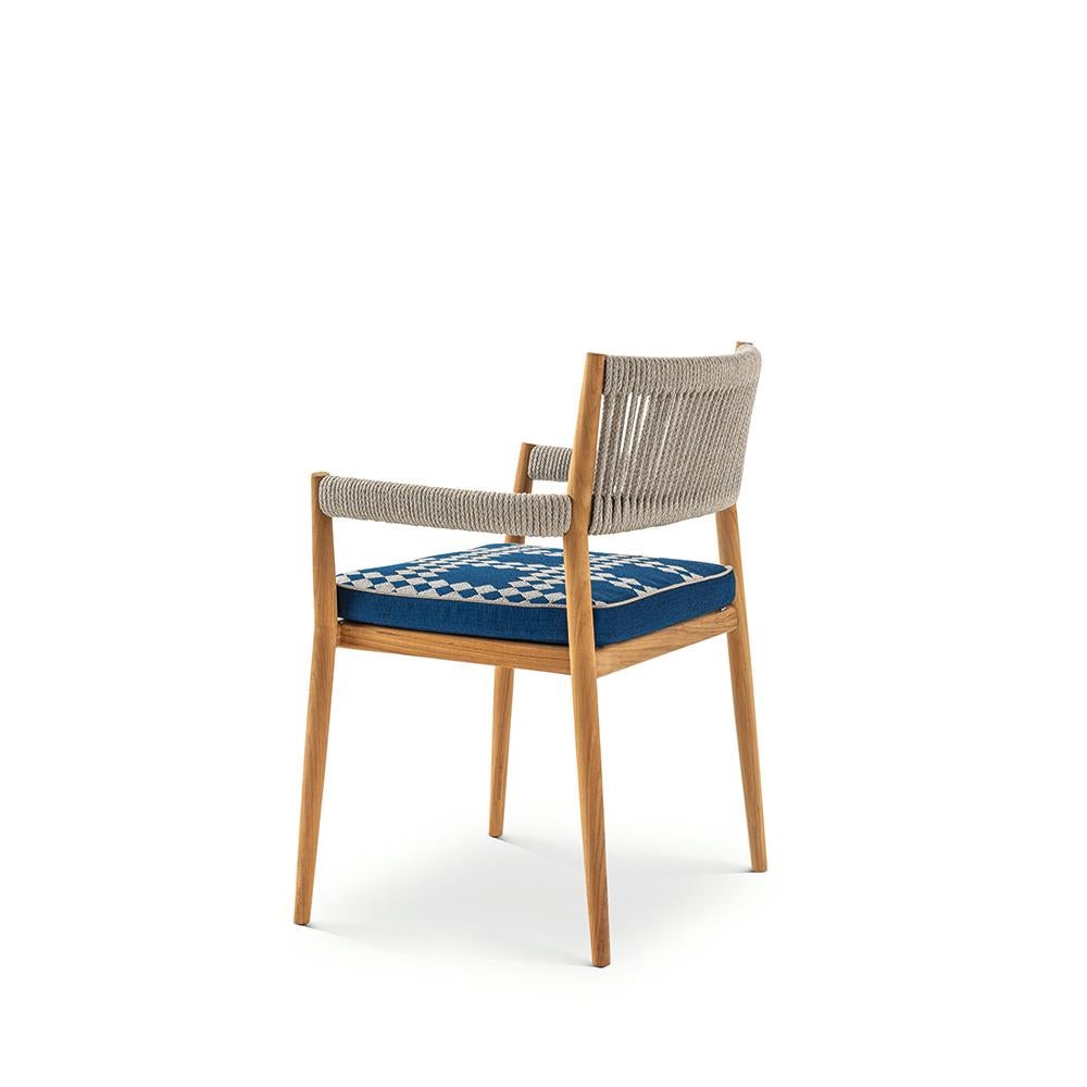 Set di sei sedie da esterno Rodolfo Dordoni ''Dine Out'', teak, corda e tessuto In condizioni Nuovo in vendita a Barcelona, Barcelona