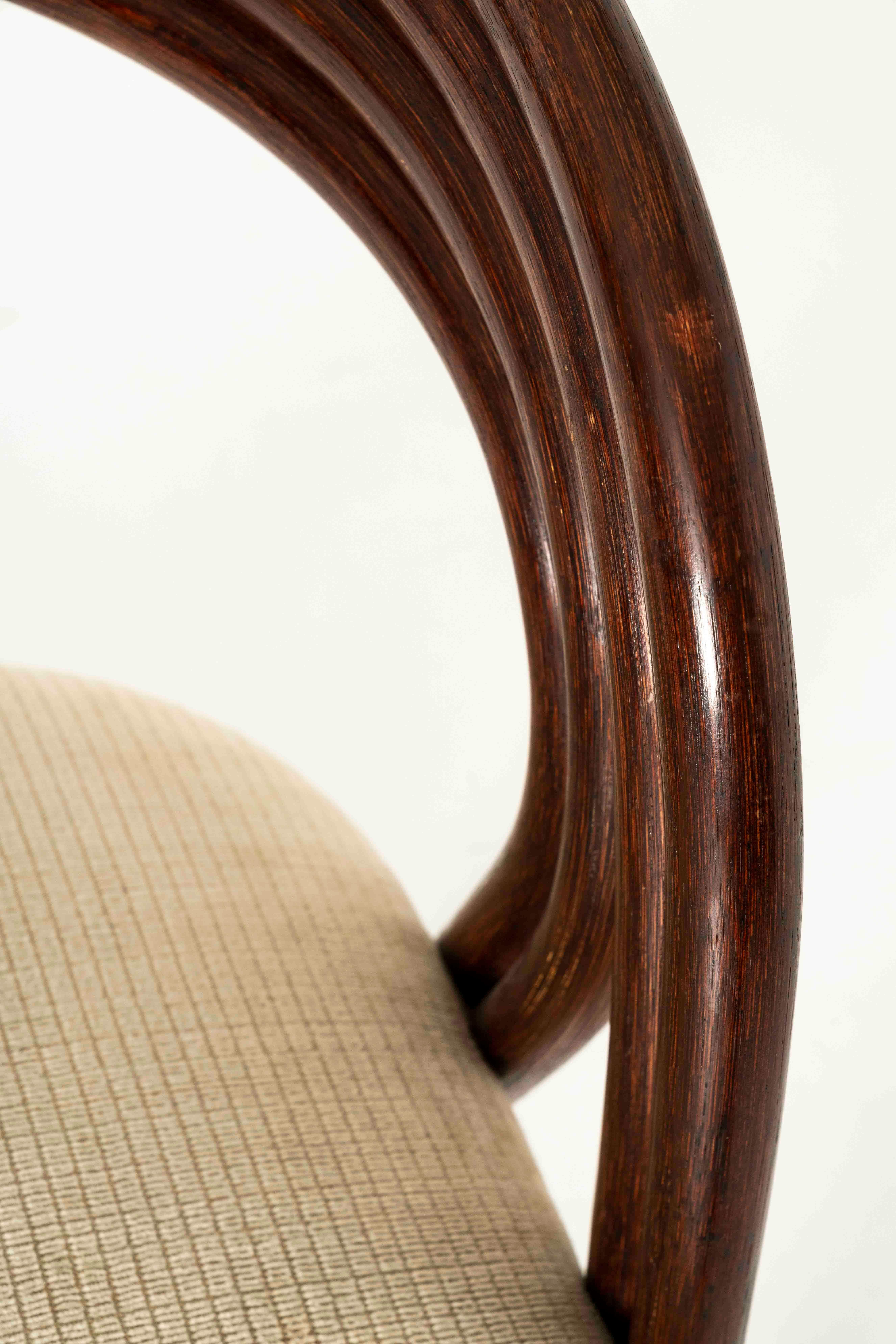 Ensemble de six chaises de salle à manger Rohe d'Axel Enthoven en canne et tissu, années 1980 3