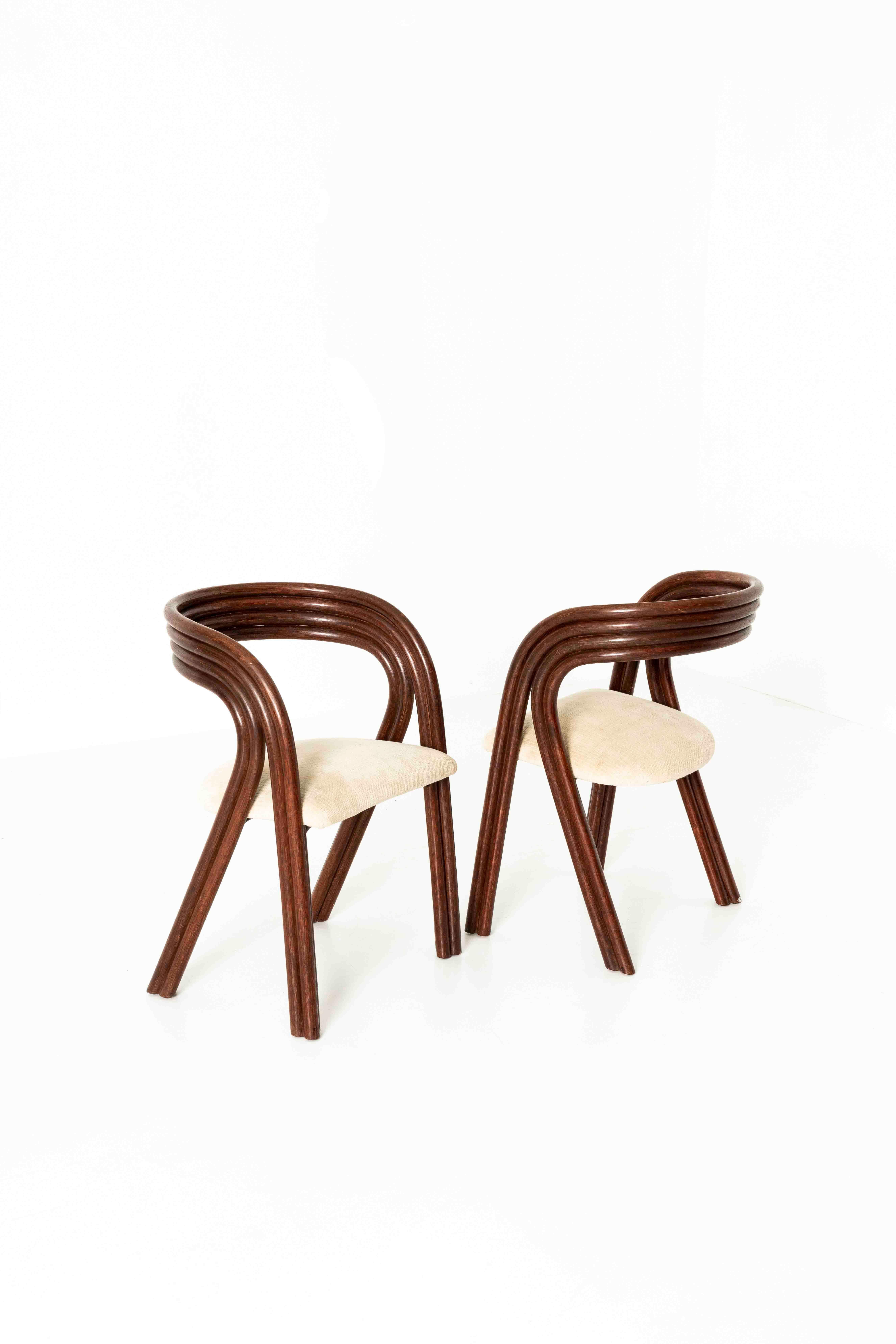 Ensemble de six chaises de salle à manger Rohe d'Axel Enthoven en canne et tissu, années 1980 Bon état à Hellouw, NL