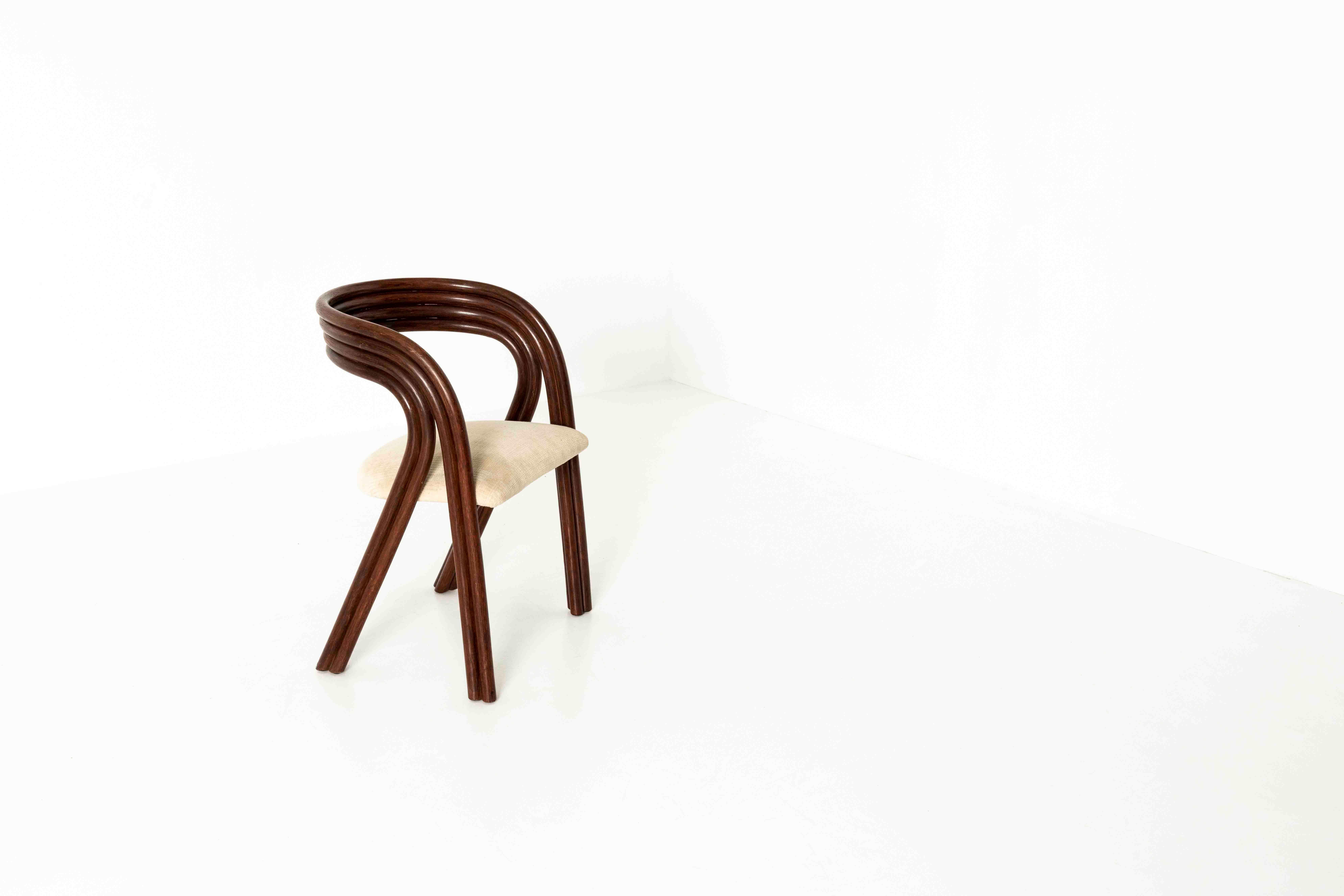 Fin du 20e siècle Ensemble de six chaises de salle à manger Rohe d'Axel Enthoven en canne et tissu, années 1980