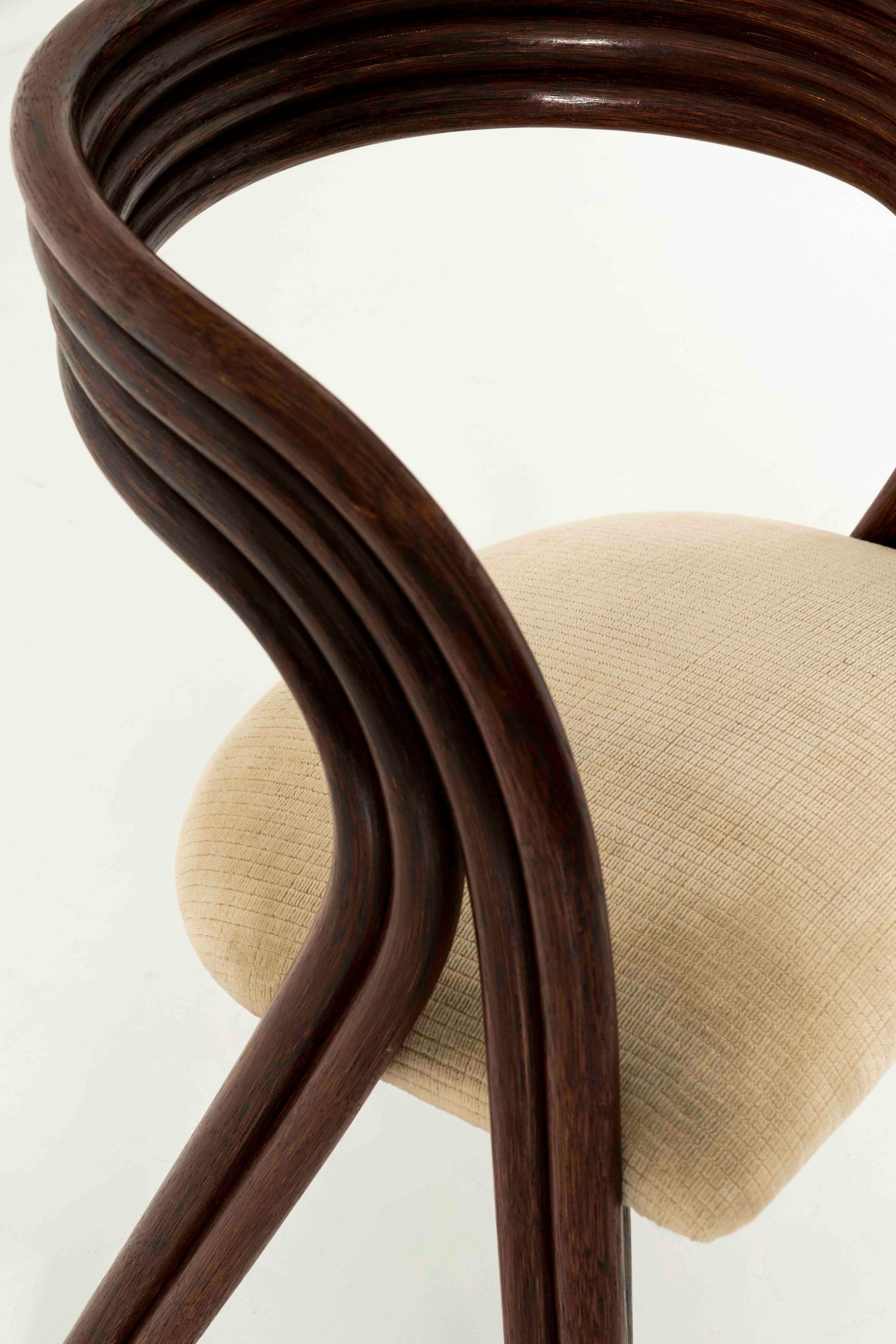 Ensemble de six chaises de salle à manger Rohe d'Axel Enthoven en canne et tissu, années 1980 1