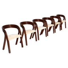 Ensemble de six chaises de salle à manger Rohe d'Axel Enthoven en canne et tissu, années 1980