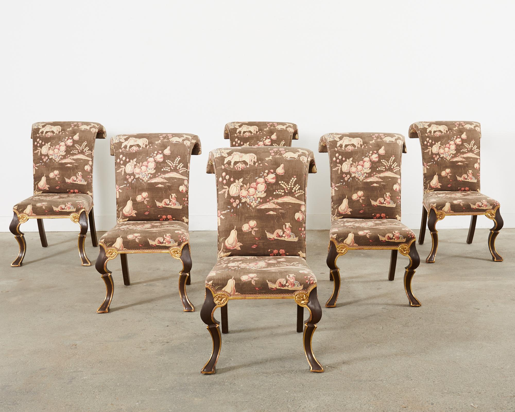 Chinoiseries Ensemble de six chaises de salle à manger Melrose House Puccini  en vente