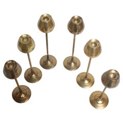 Set of Six Rosenthal Netter Brass Tulip Candlesticks