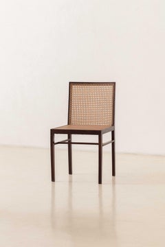 Set of Six Rosewood and Cane Dining Chairs, Brazilian Midcentury Design, 1960s