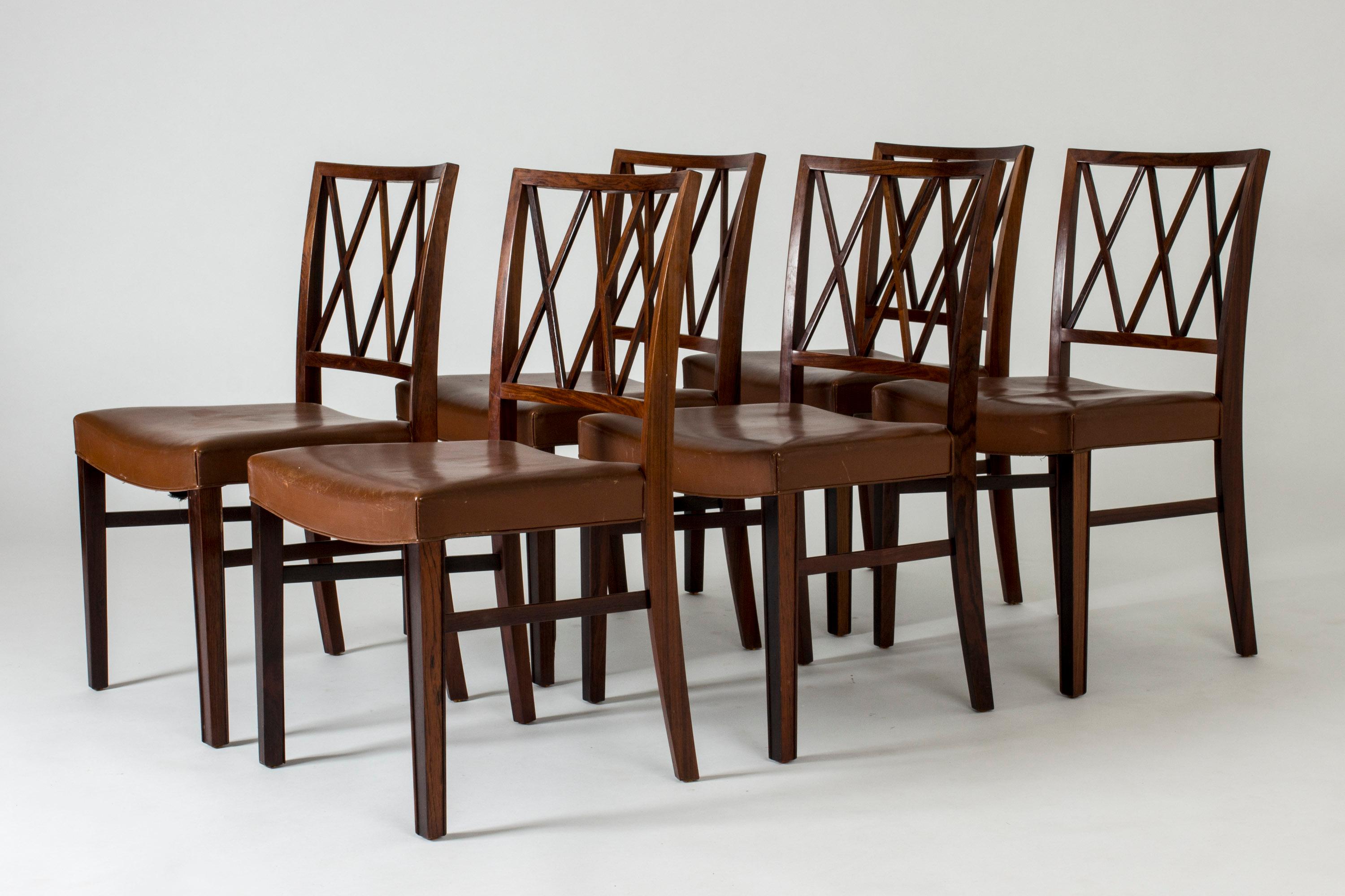 Scandinavian Modern Set of Six Rosewood Armchairs by Ole Wanscher for Slagelse Møbelværk, Denmark