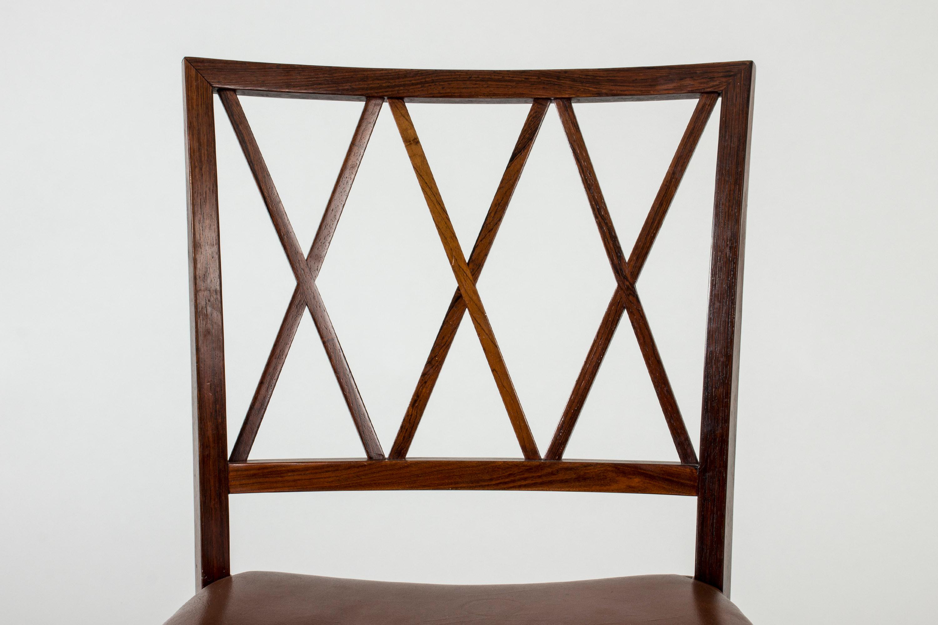 Leather Set of Six Rosewood Armchairs by Ole Wanscher for Slagelse Møbelværk, Denmark