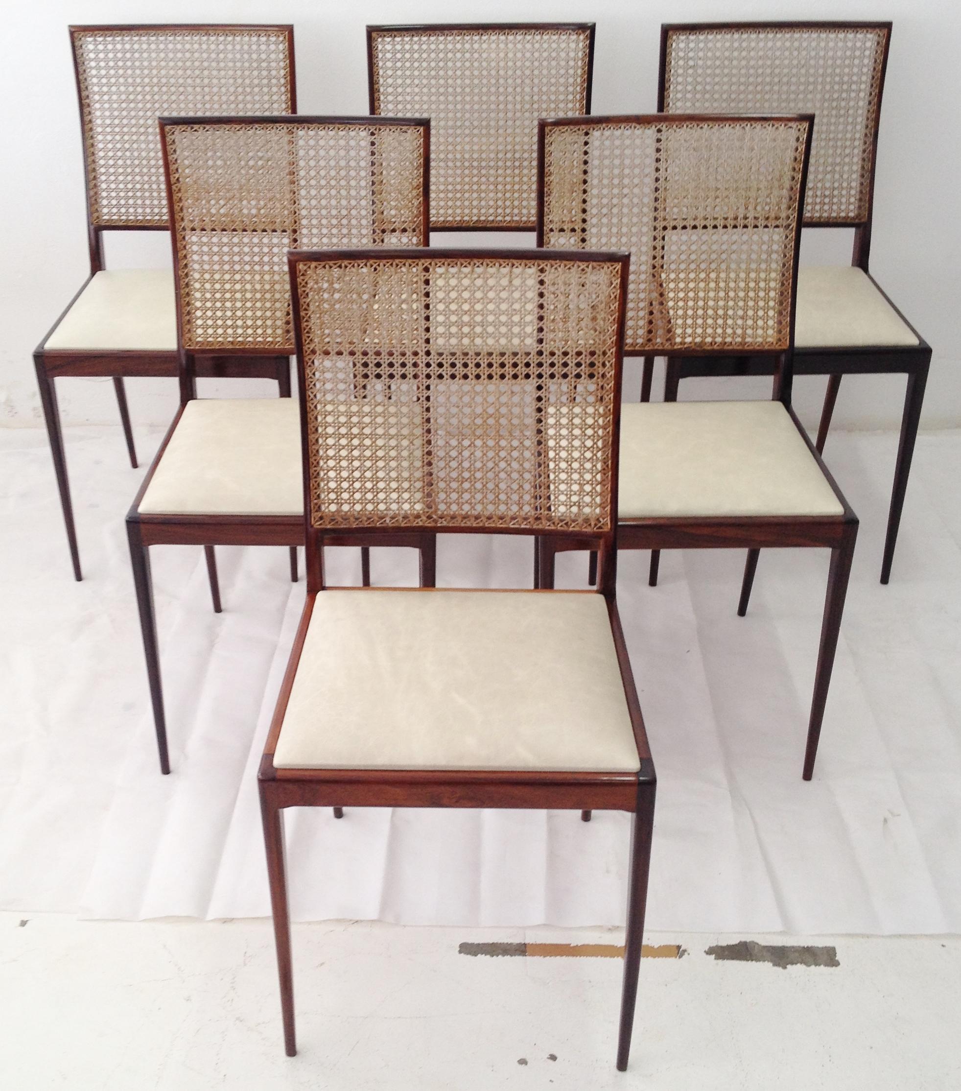 Brazilian Set of Six Rosewood Chair by Unilabor For Sale