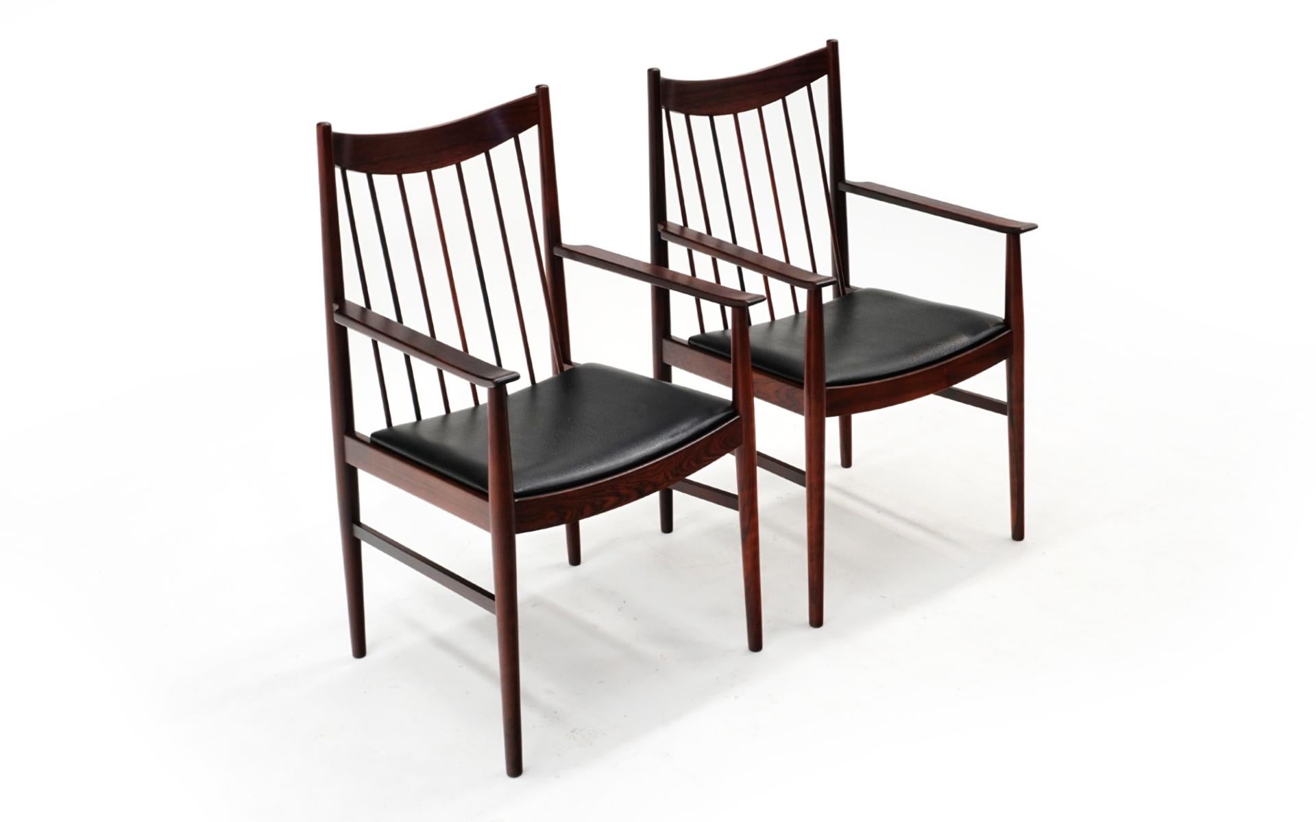 Danish Set of Six Rosewood Dining Chairs by Arne Vodder for Sibast, Black Seats