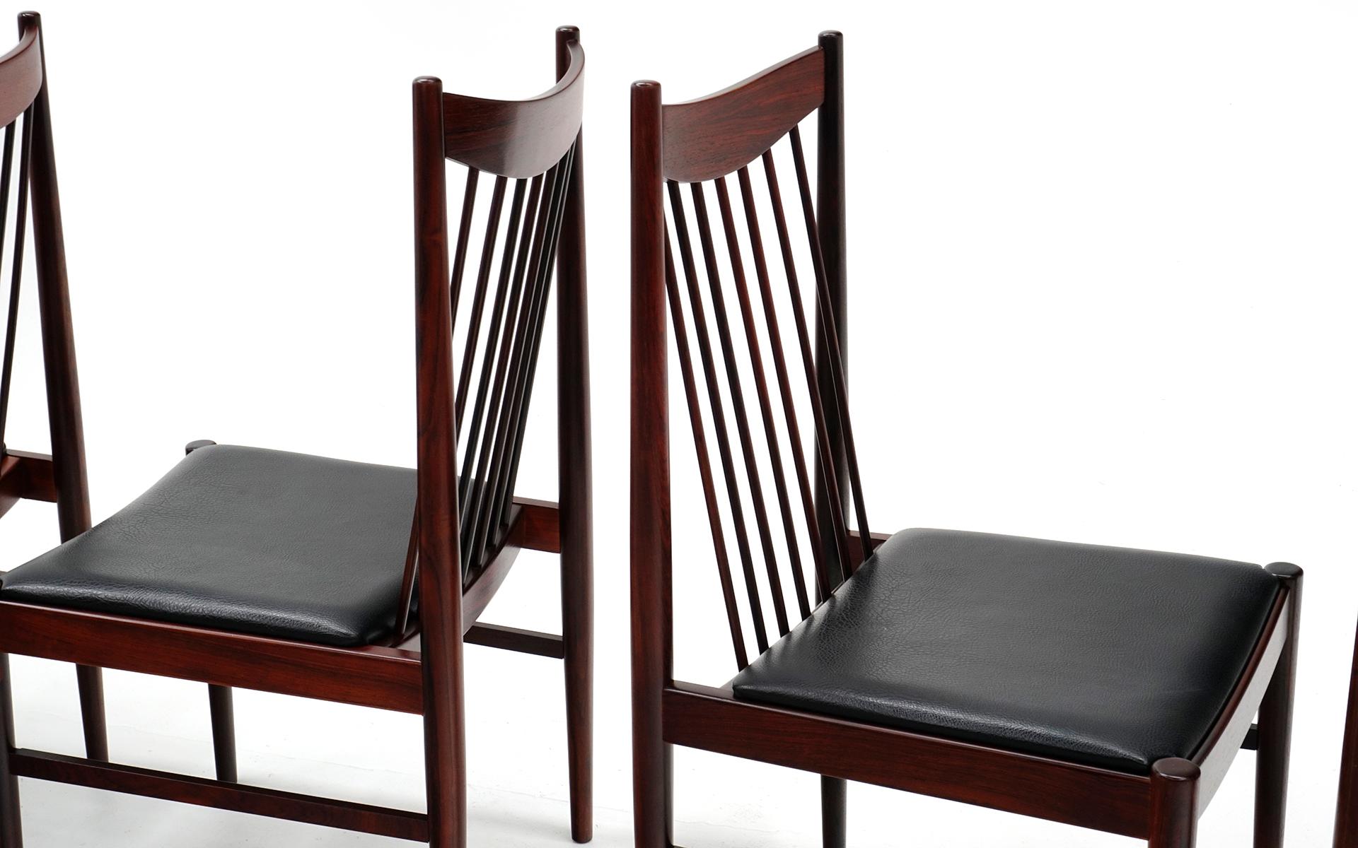 Set of Six Rosewood Dining Chairs by Arne Vodder for Sibast, Black Seats 1
