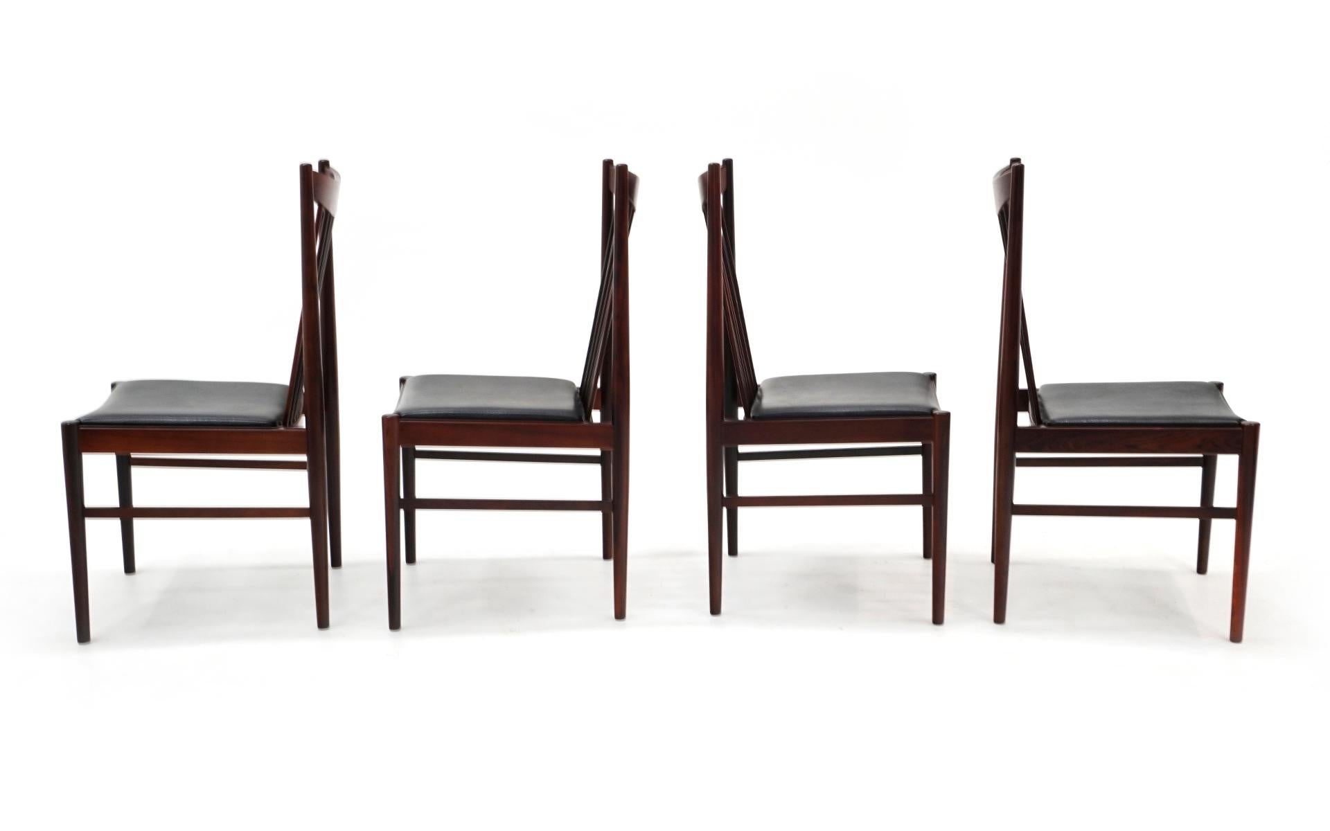 Upholstery Set of Six Rosewood Dining Chairs by Arne Vodder for Sibast, Black Seats