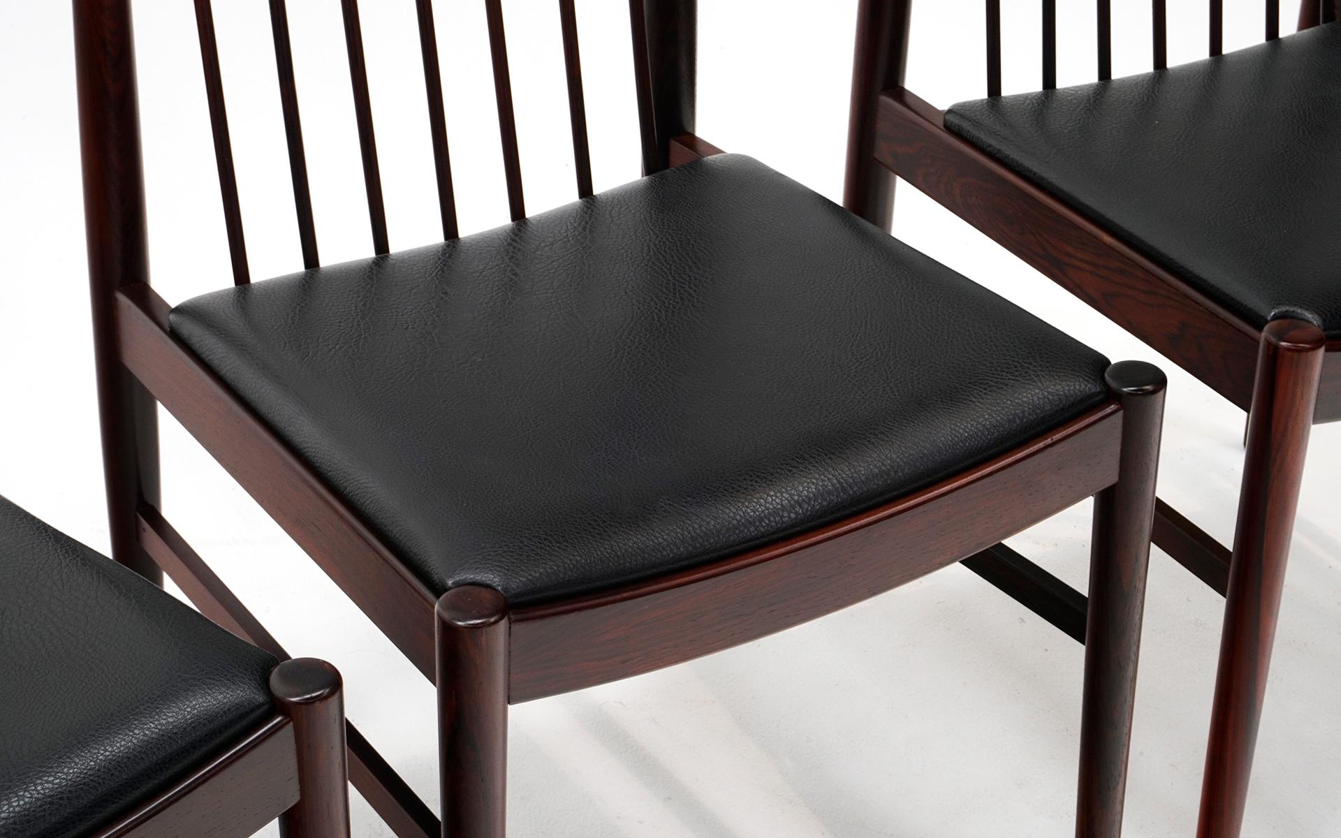 Set of Six Rosewood Dining Chairs by Arne Vodder for Sibast, Black Seats 2