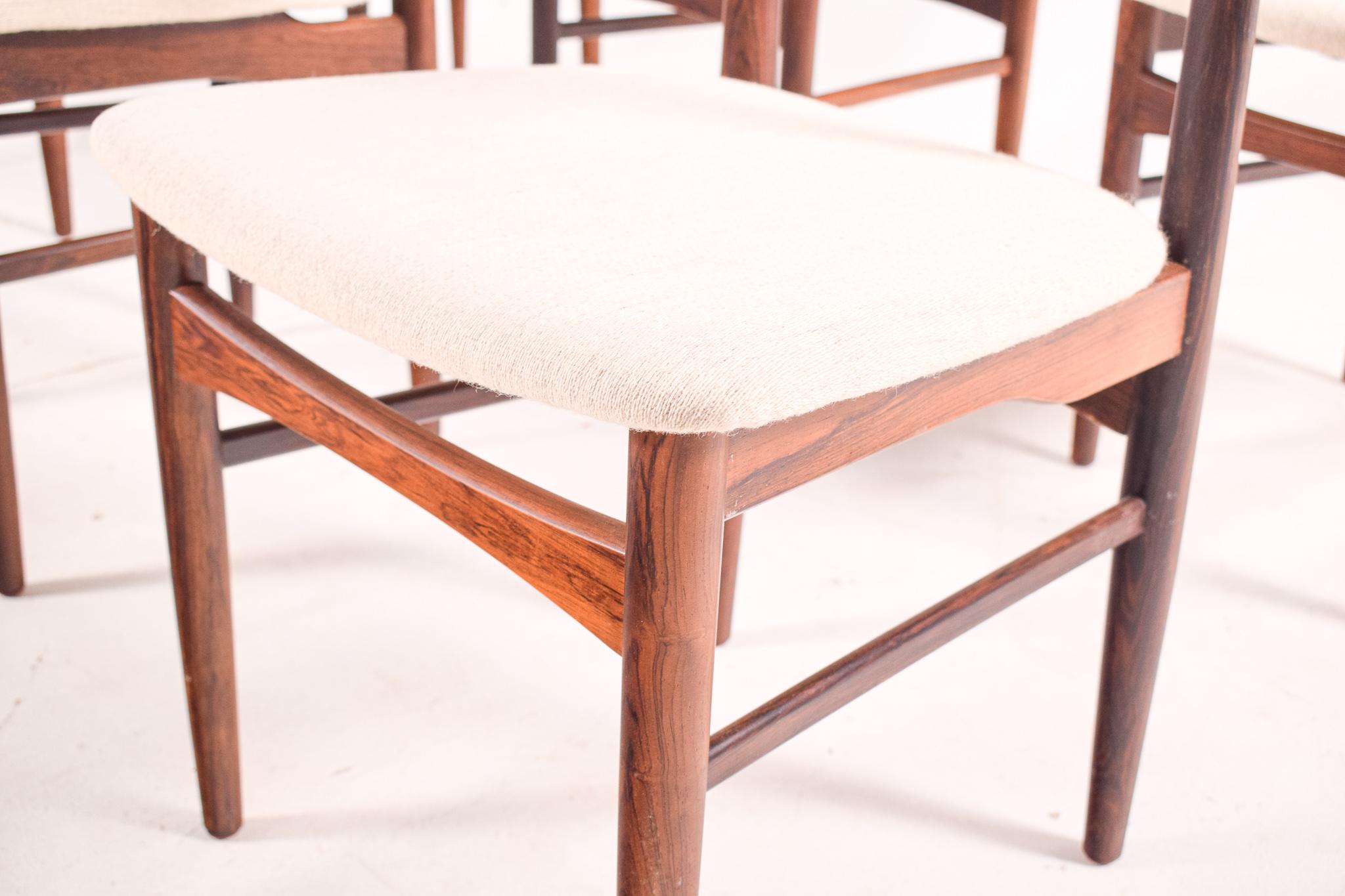 Danish Set of Six Rosewood Dining Chairs by EW Bach for Møbelfabrik, 1960s