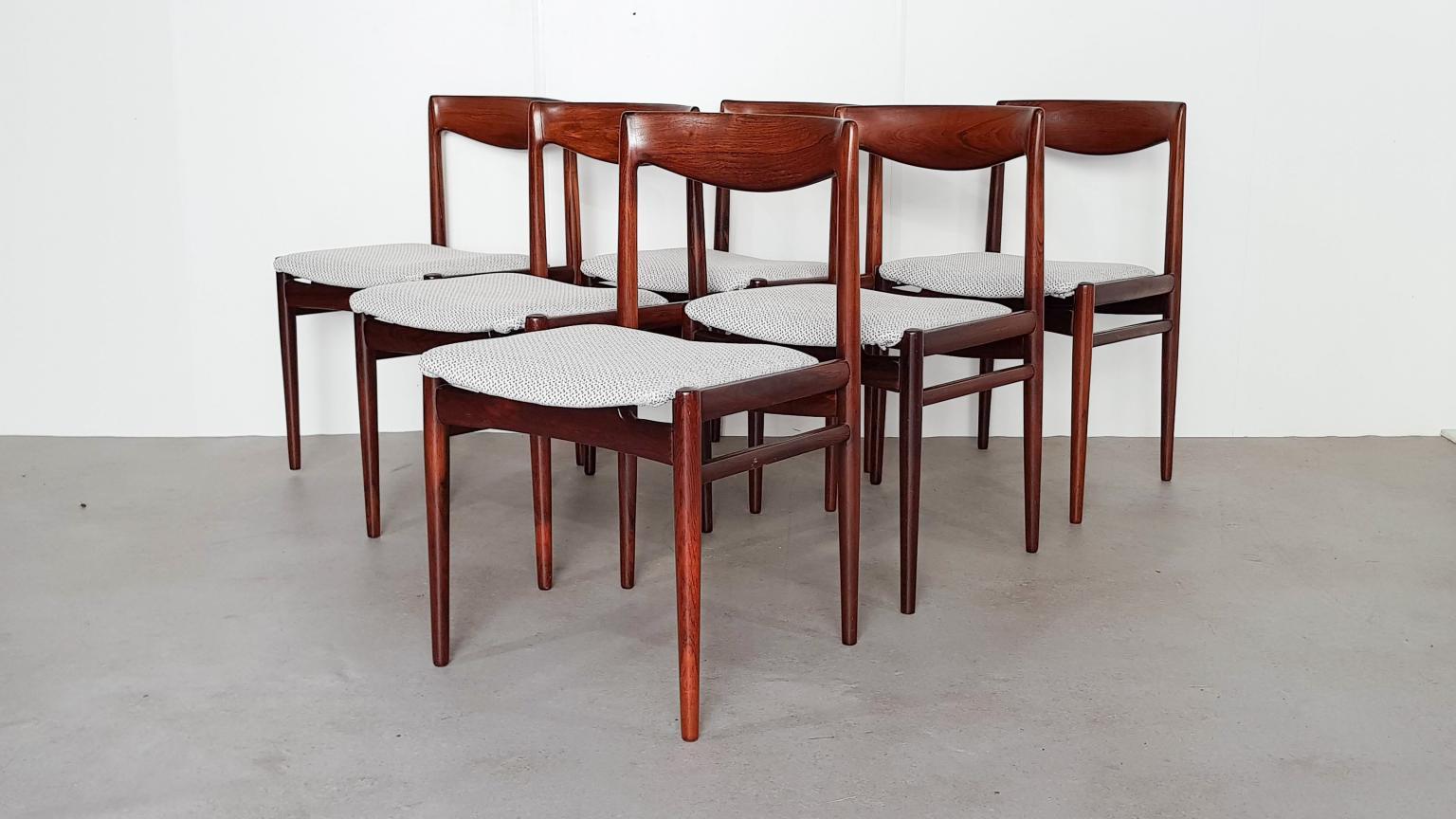 Upholstery Set of Six rosewood dining chairs by Lübke, Germany, 1960s