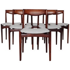 Ensemble de six chaises de salle à manger en bois de rose par Lübke:: Allemagne:: années 1960