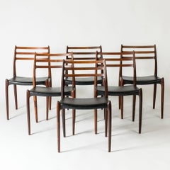 Set of six Rosewood Dining Chairs by Niels O. Møller, Denmark, 1960s