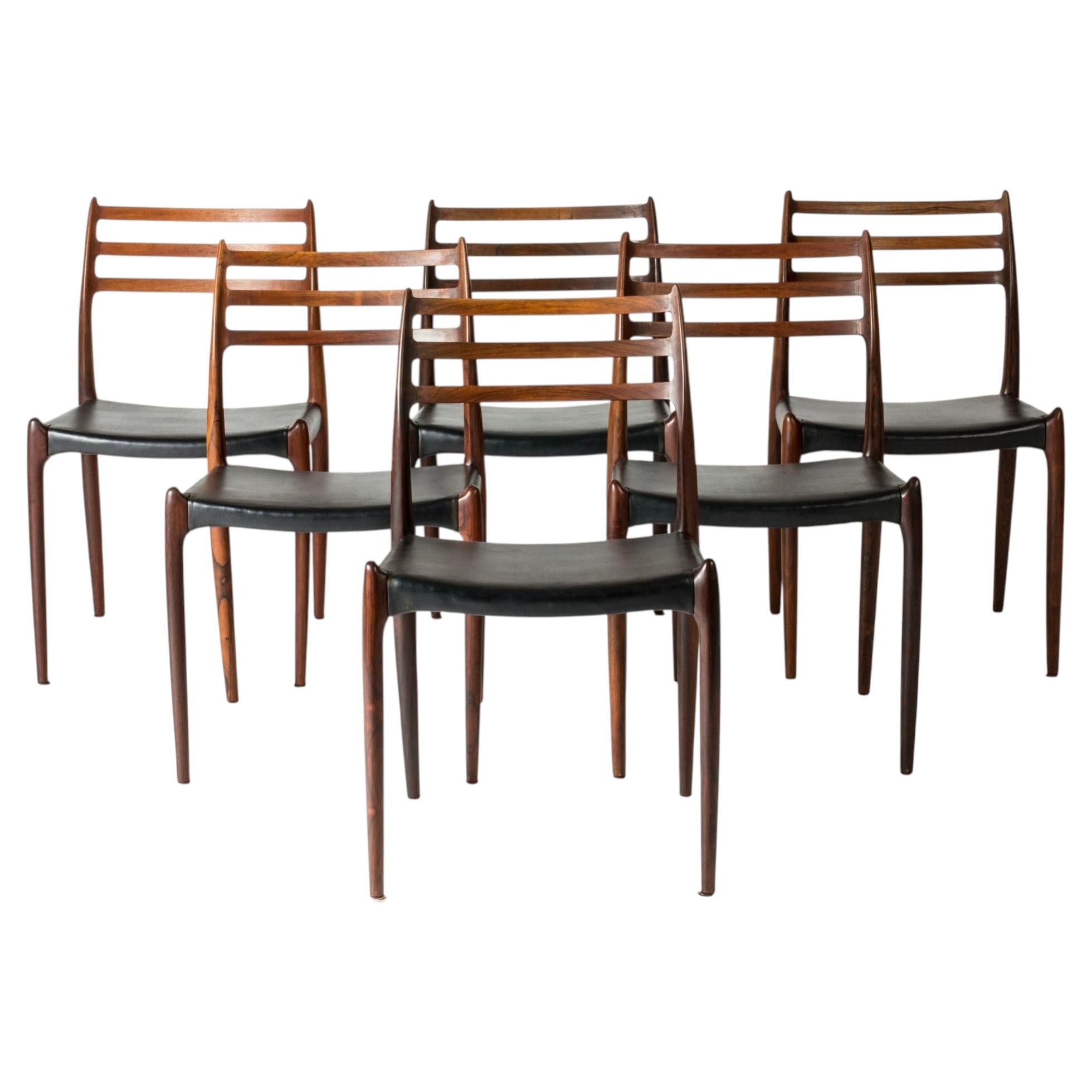 Set of six Rosewood Dining Chairs by Niels O. Møller, Denmark, 1960s