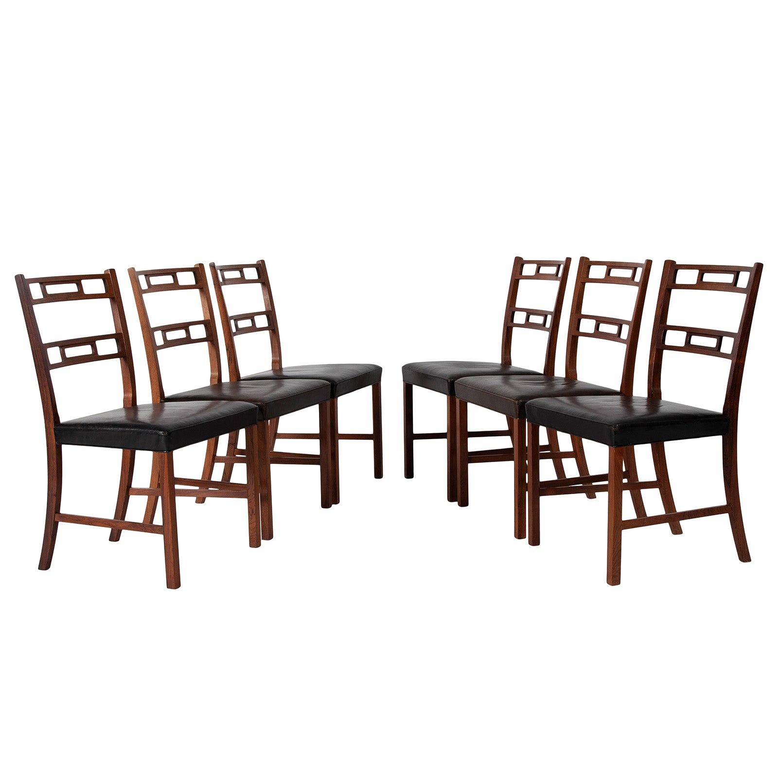 Set of Six Rosewood Dining Chairs by Ole Wanscher For Sale