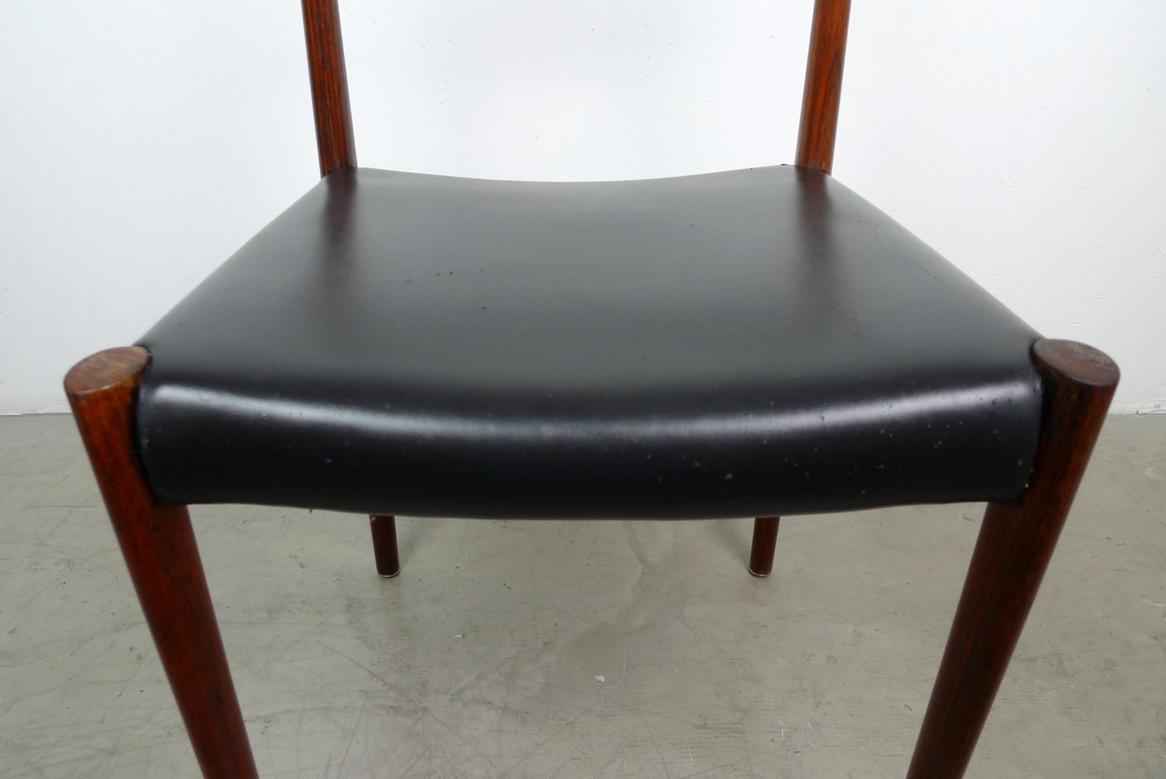 Set of Six Rosewood Dining Chairs, Denmark, 1960s For Sale 5