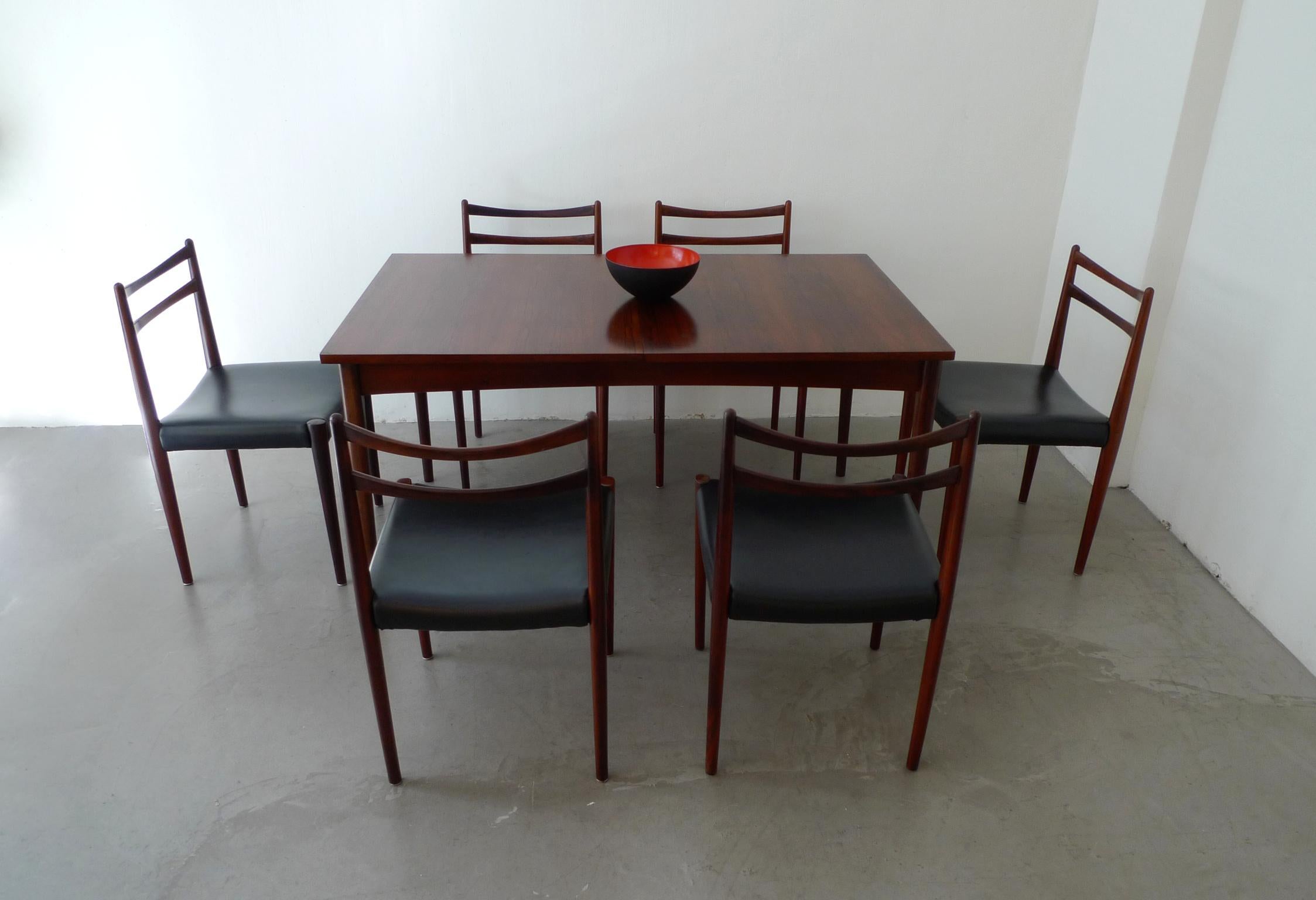 Set of Six Rosewood Dining Chairs, Denmark, 1960s For Sale 8