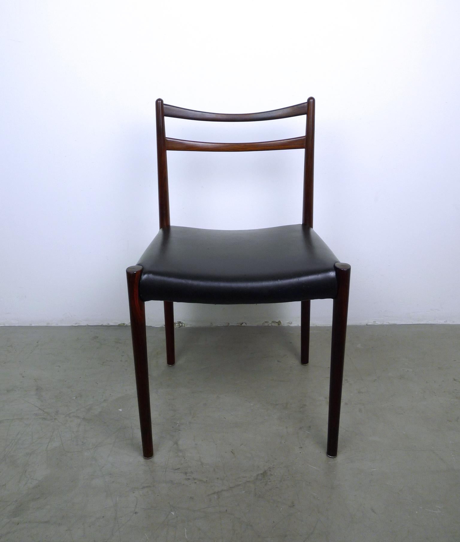 Danish Set of Six Rosewood Dining Chairs, Denmark, 1960s For Sale