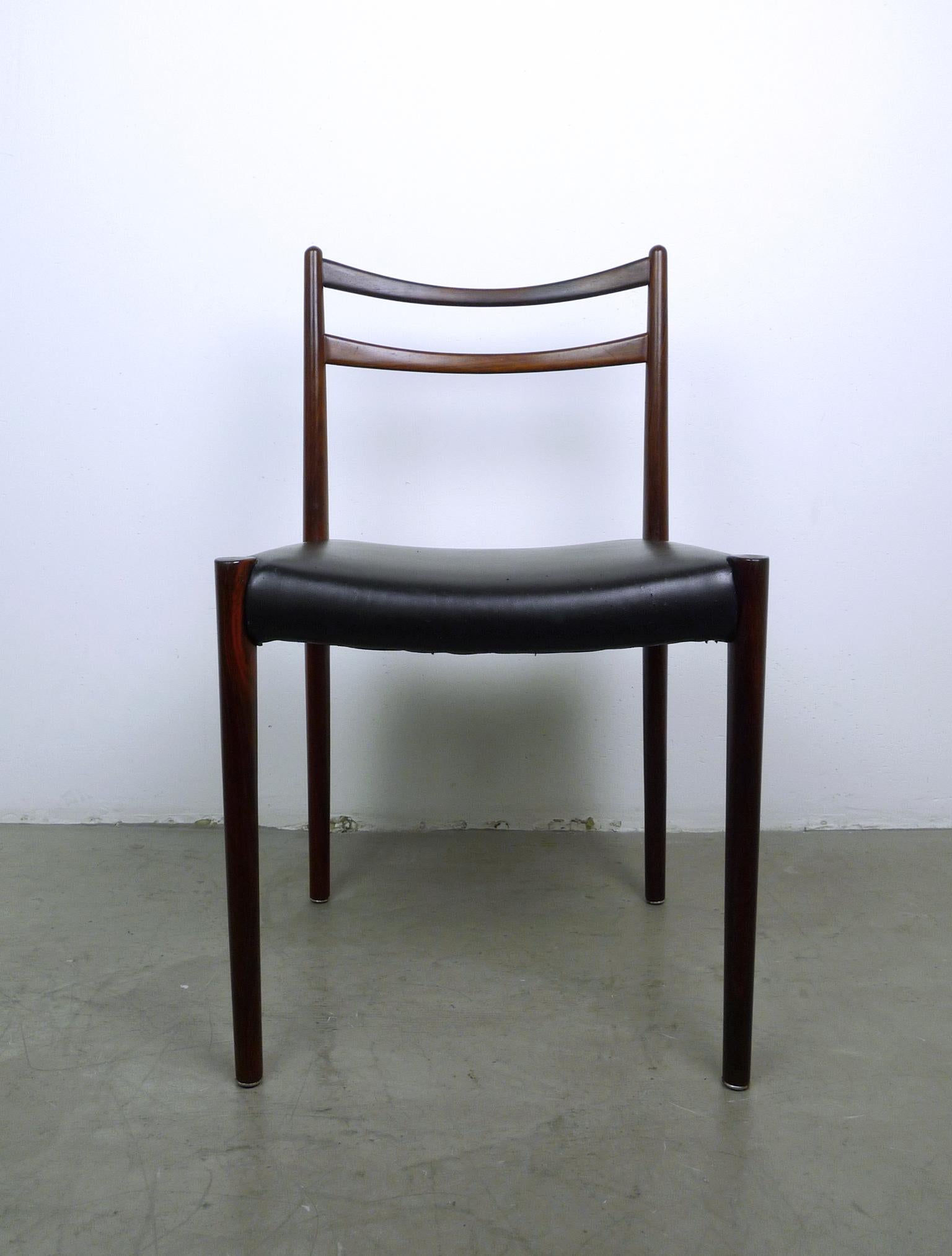 Set of Six Rosewood Dining Chairs, Denmark, 1960s In Good Condition For Sale In Berlin, DE