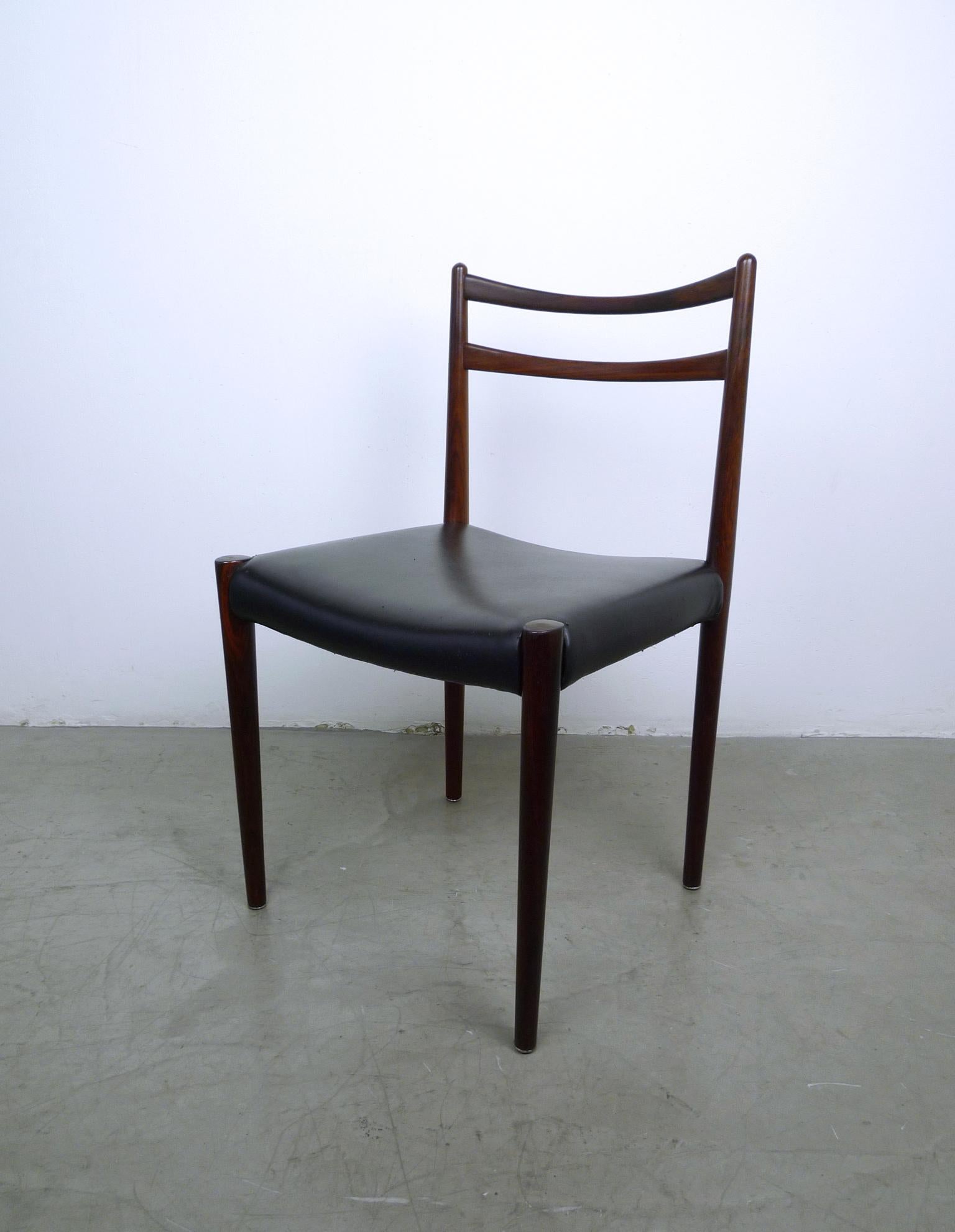 20th Century Set of Six Rosewood Dining Chairs, Denmark, 1960s For Sale