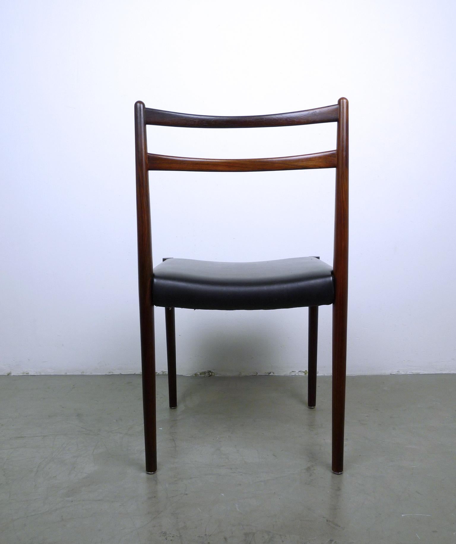 Set of Six Rosewood Dining Chairs, Denmark, 1960s For Sale 1