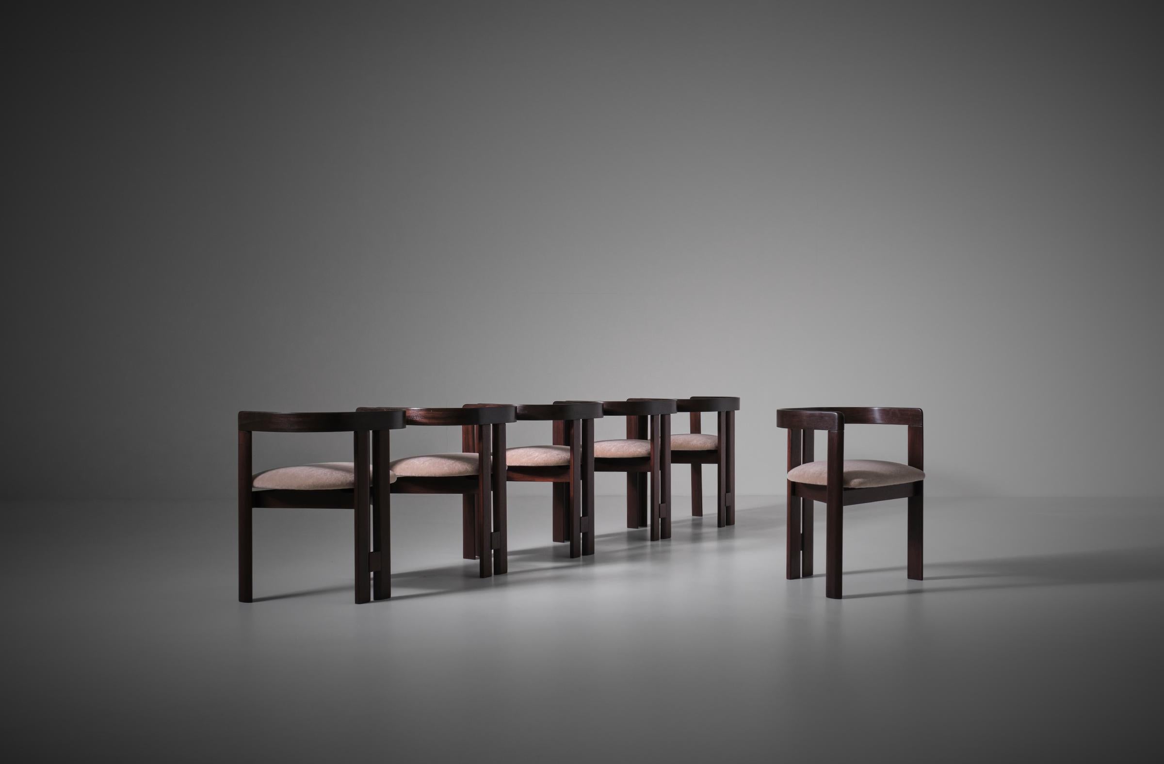 Set of Six Rosewood Dining Chairs, Italy 1960s For Sale 6