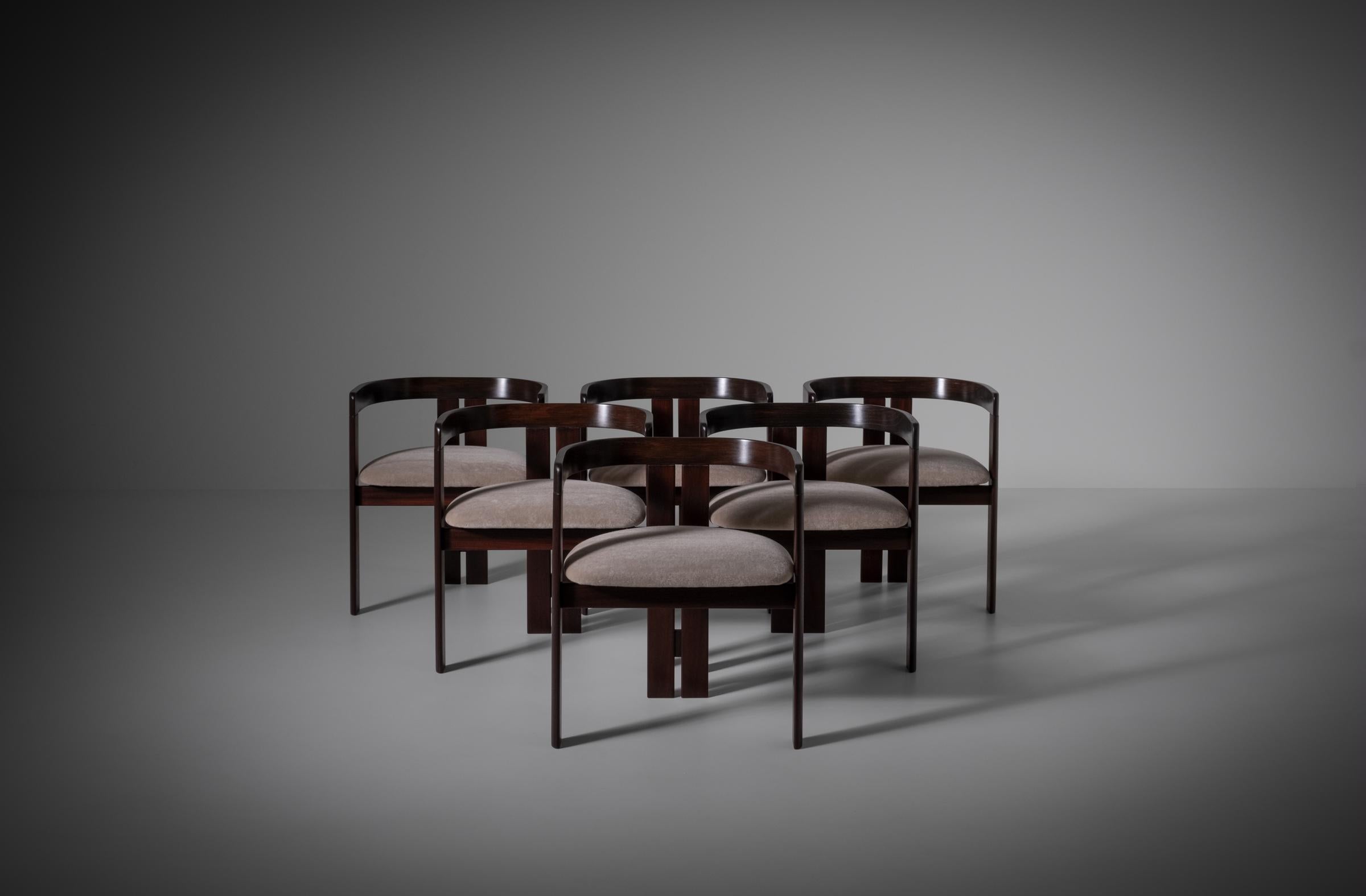 Set of Six Rosewood Dining Chairs, Italy 1960s For Sale 2